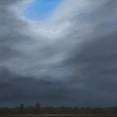 "Clearing Above", Acrylic Landscape Painting on Canvas, Big Sky, Clouds, Framed