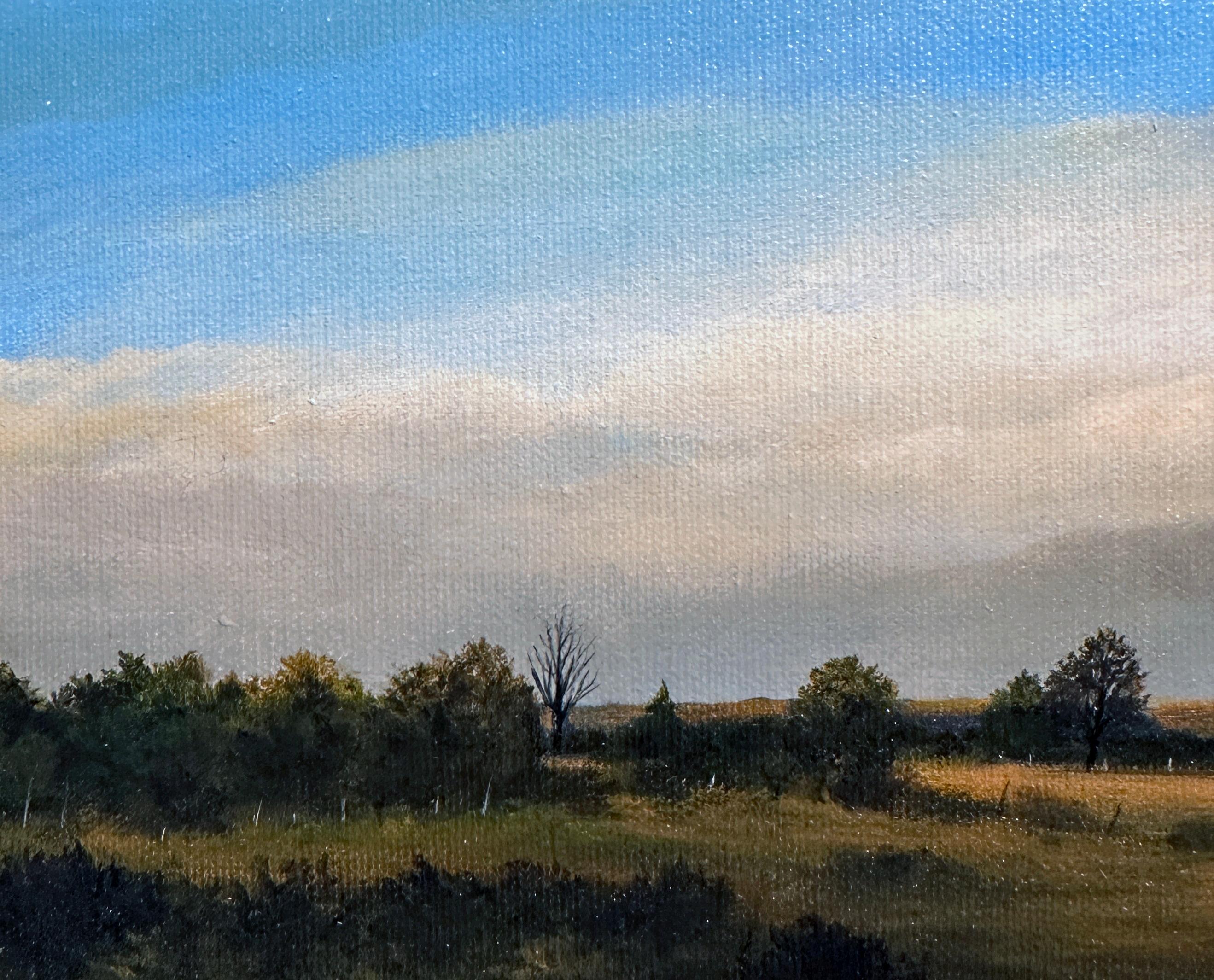 Early November - Serene Wooded Landscape with Cloud Filled Sky, Original Oil 1