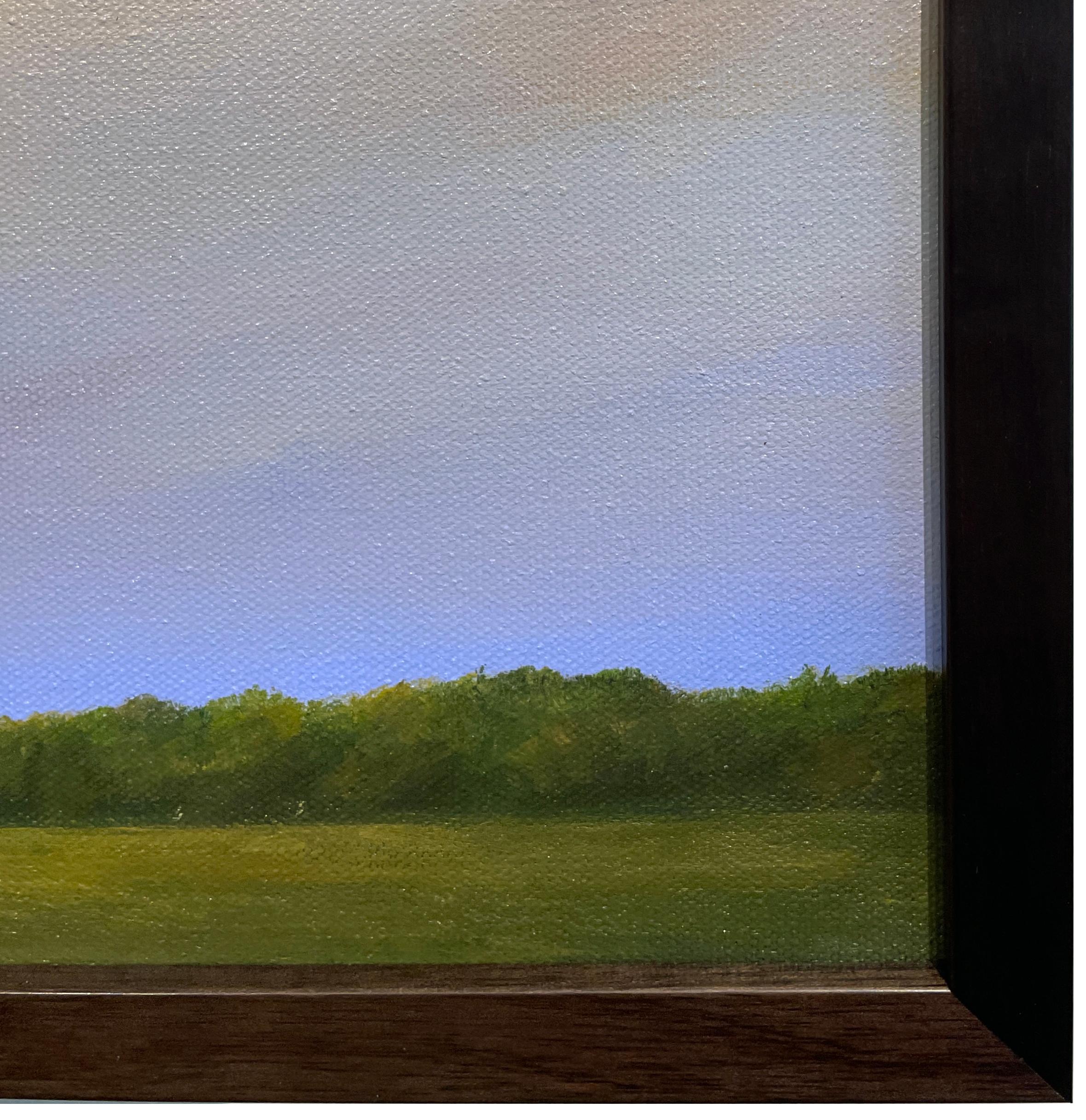 Field North of Chatham - Serene Landscape with Vast Cloudy Sky, Framed - Gray Landscape Painting by Ahzad Bogosian