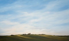 « Hill Path », peinture de paysage, encadrée, acrylique et peinture à l'huile sur toile