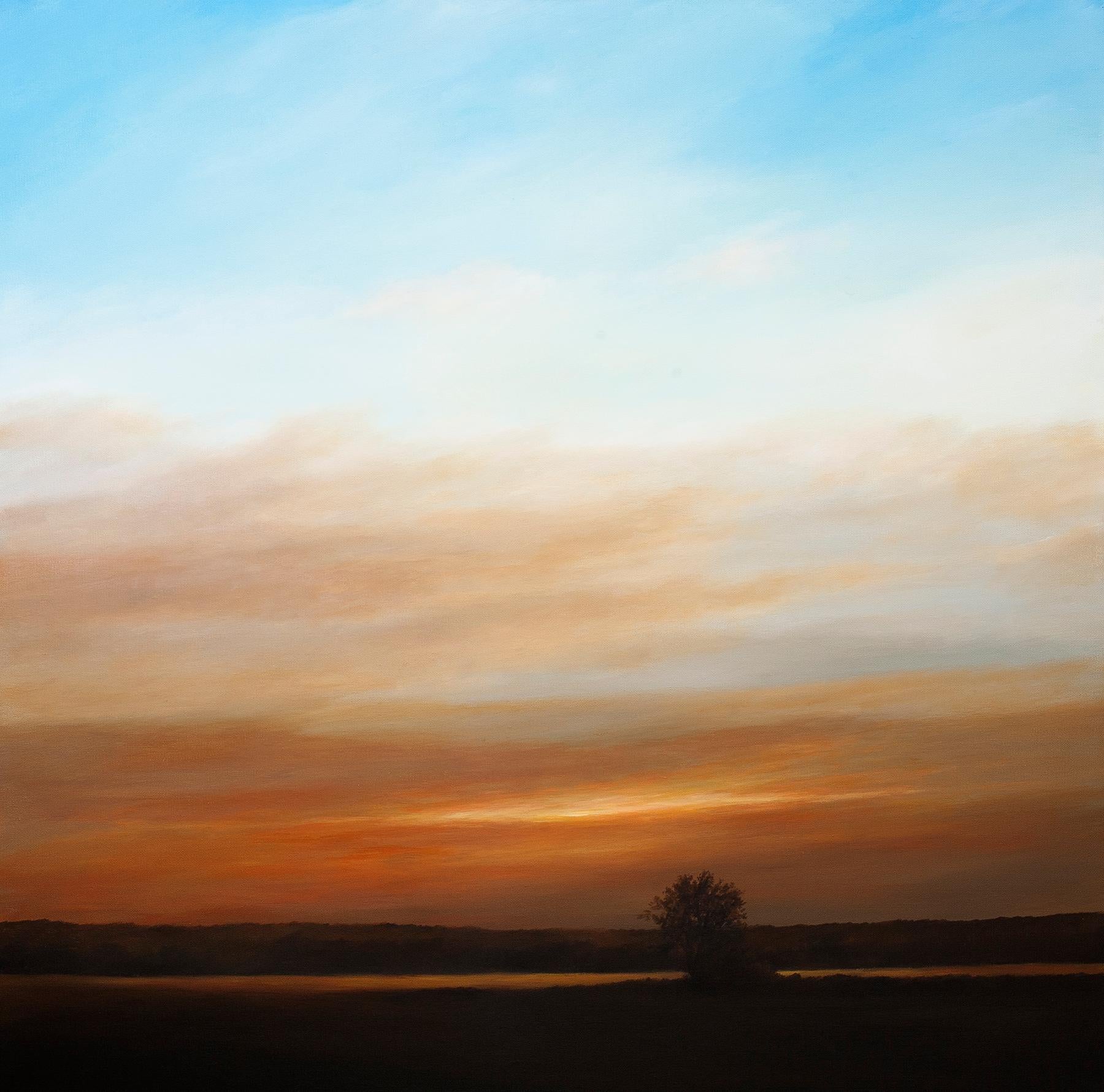 "Crepuscolo in arrivo sul fiume", Contemporaneo, Paesaggio, Quadro, Incorniciato - Painting di Ahzad Bogosian
