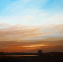 "Incoming Dusk on the River", Contemporary, Landscape, Painting, Framed