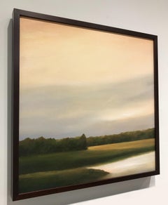 "Lake, Late Afternoon", Contemporary, Landscape, Painting, Framed, Walnut
