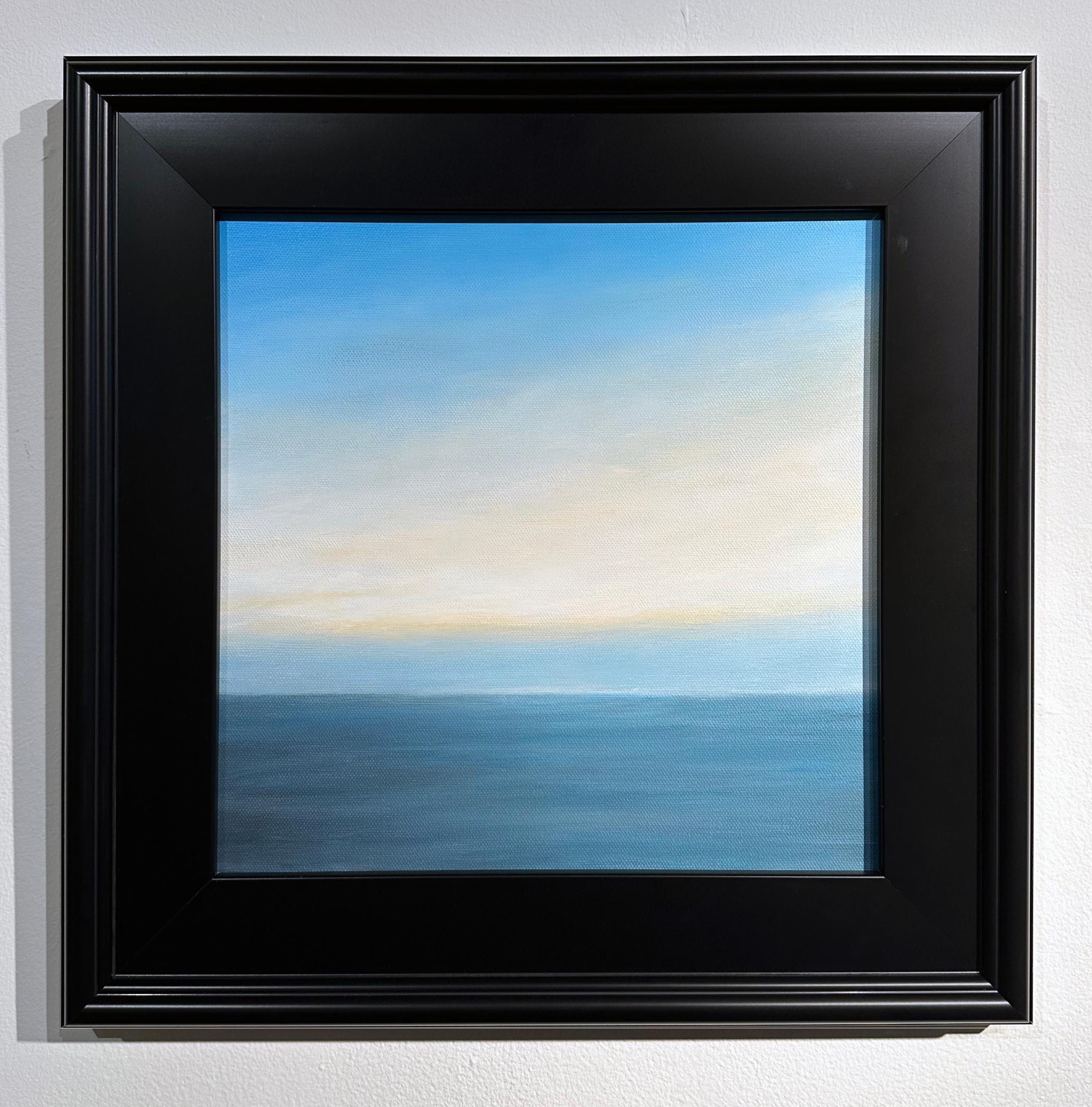 Lake Michigan #1 - Water Landscape Painting with Sunlight Coming Through Horizon For Sale 5