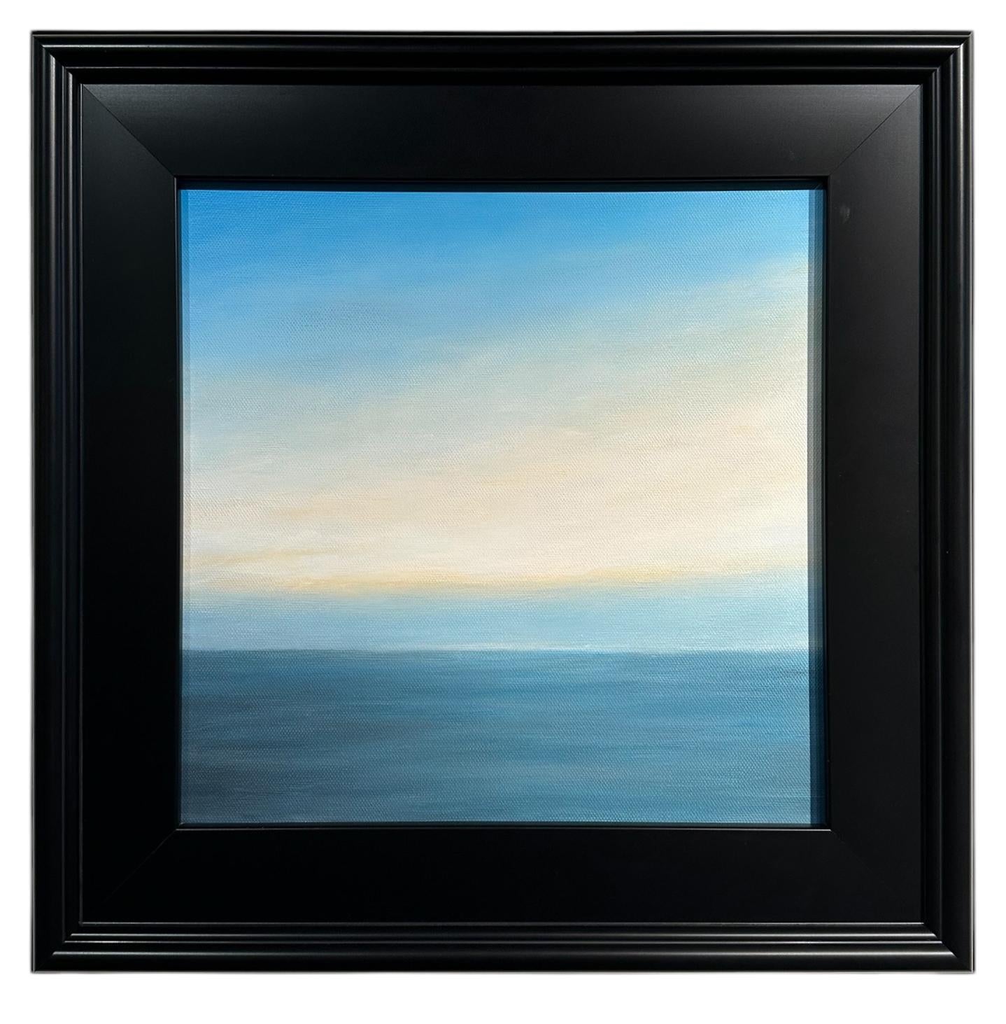 Lake Michigan #1 - Water Landscape Painting with Sunlight Coming Through Horizon For Sale 6