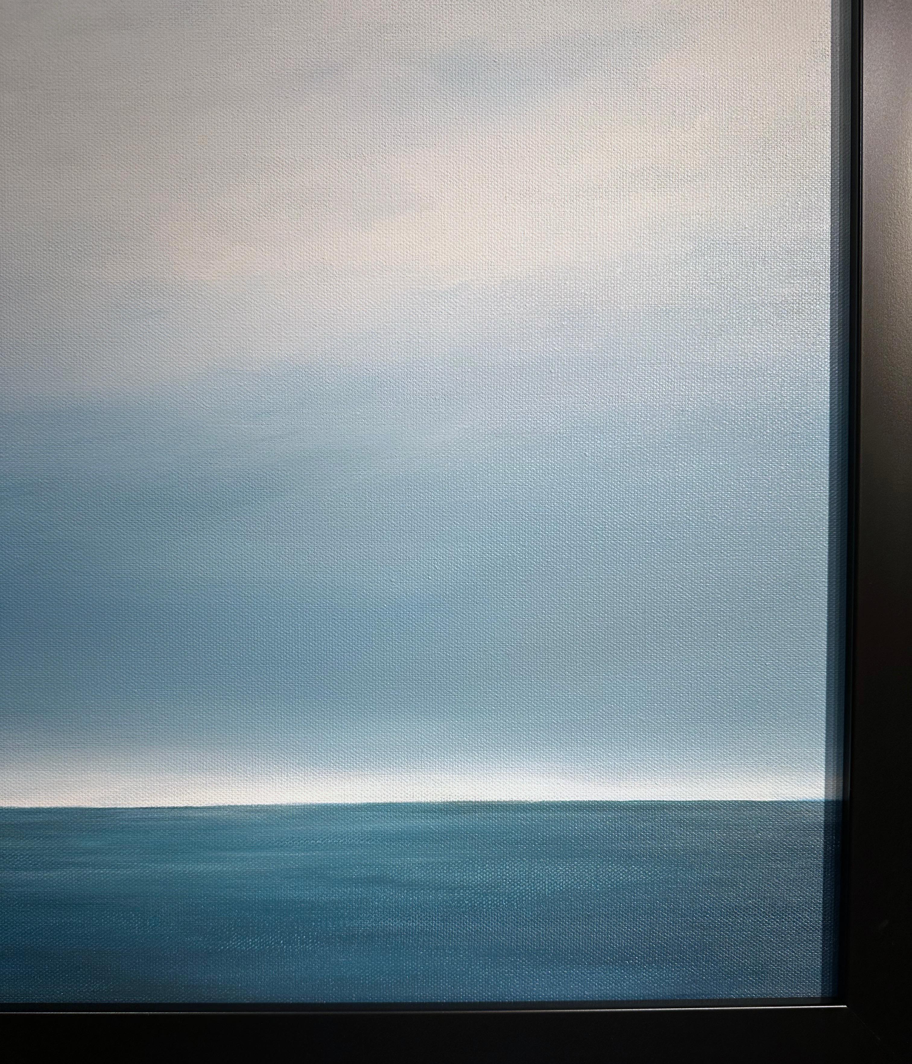 Lago Michigan #2 - Quadro di paesaggio, olio originale, con cornice - Landscape Painting Nero di Ahzad Bogosian