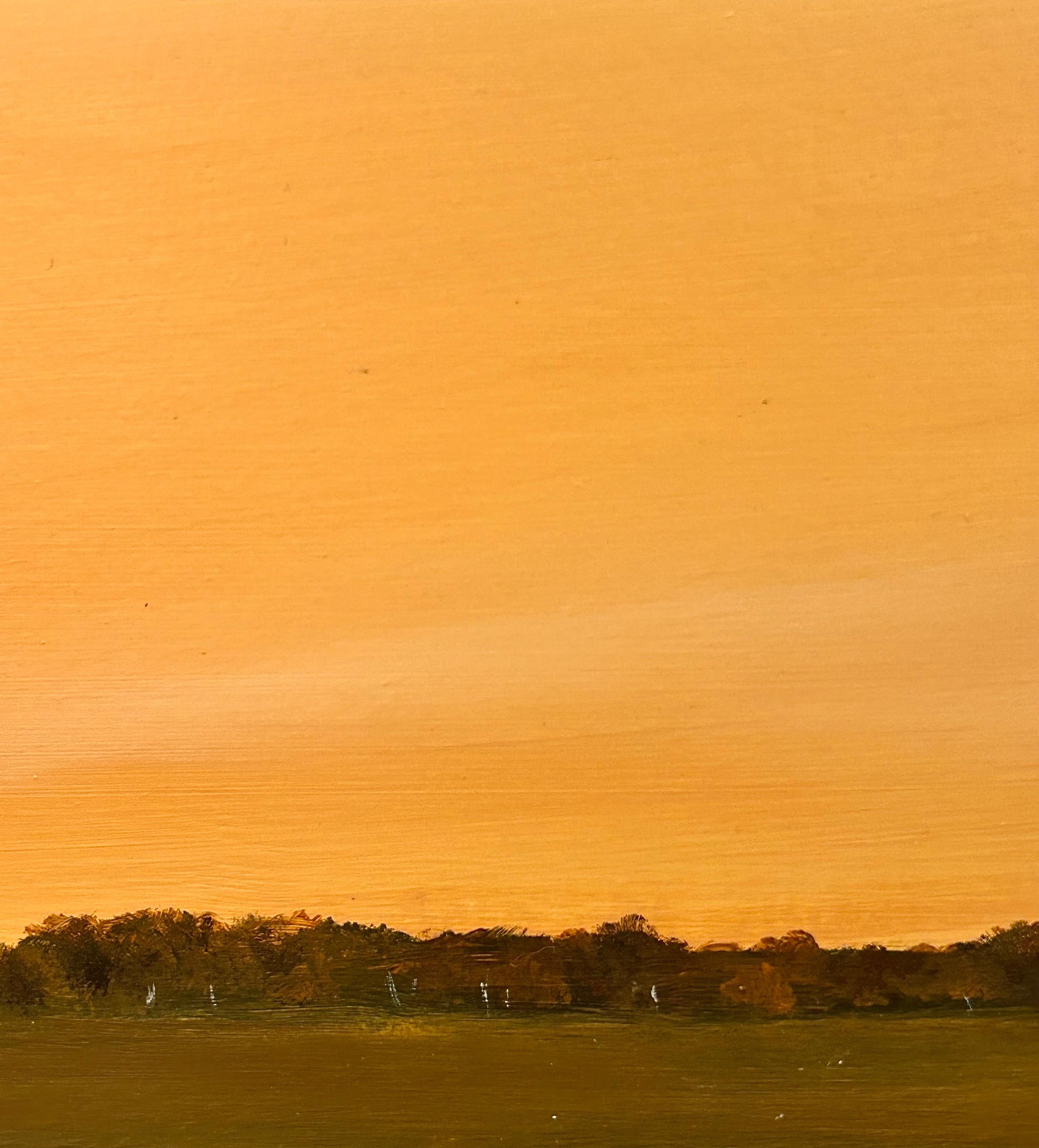 Tardo pomeriggio a nord di Chatham - Pittura ad olio originale di lungo formato incorniciata - Painting Contemporaneo di Ahzad Bogosian
