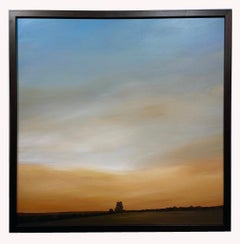 Looking West Above the Valley - Original Landscape with Expansive Sky, Framed