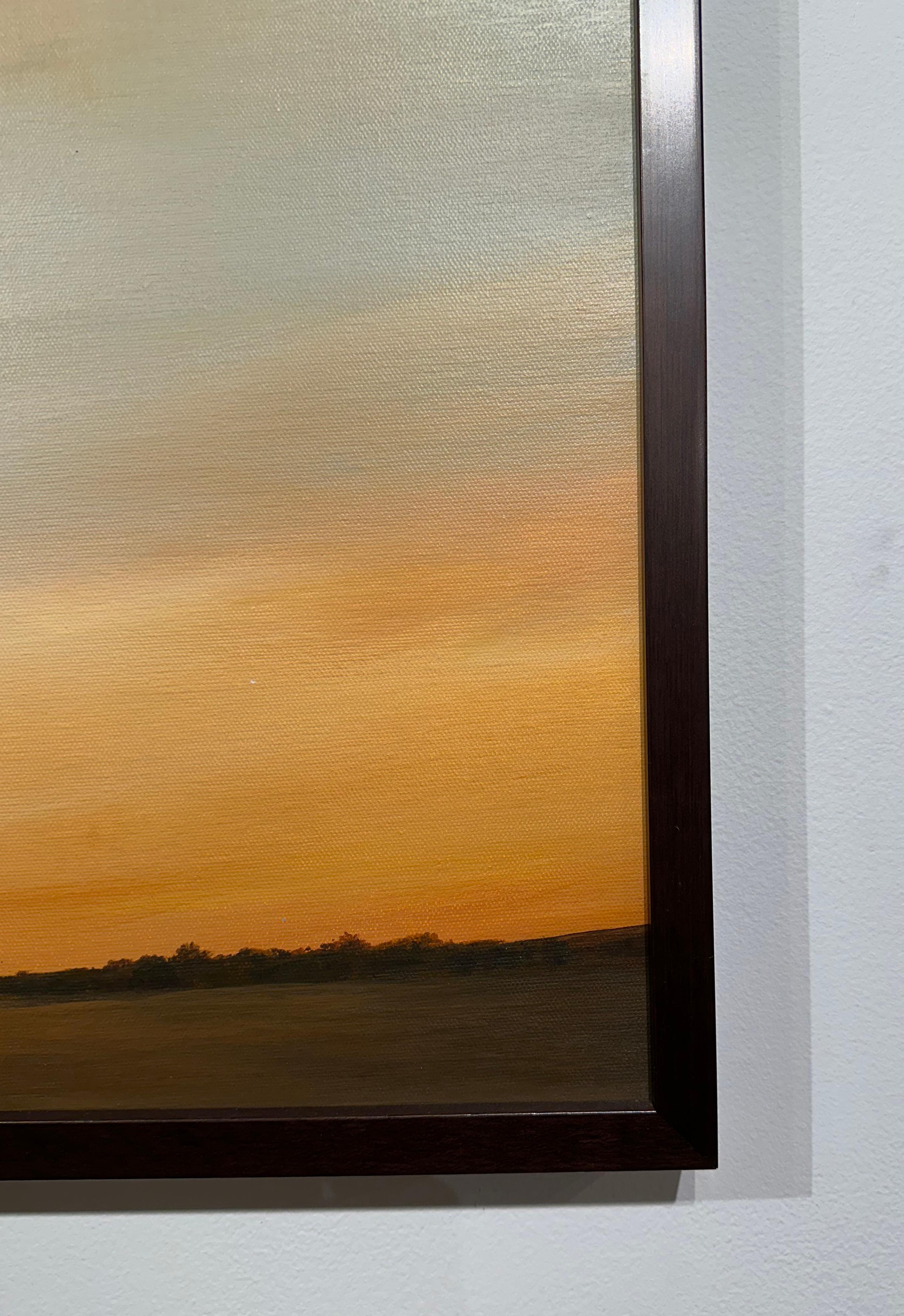 Guardando a ovest sopra la valle - Paesaggio originale con cielo ampio, incorniciato - Landscape Painting Grigio di Ahzad Bogosian