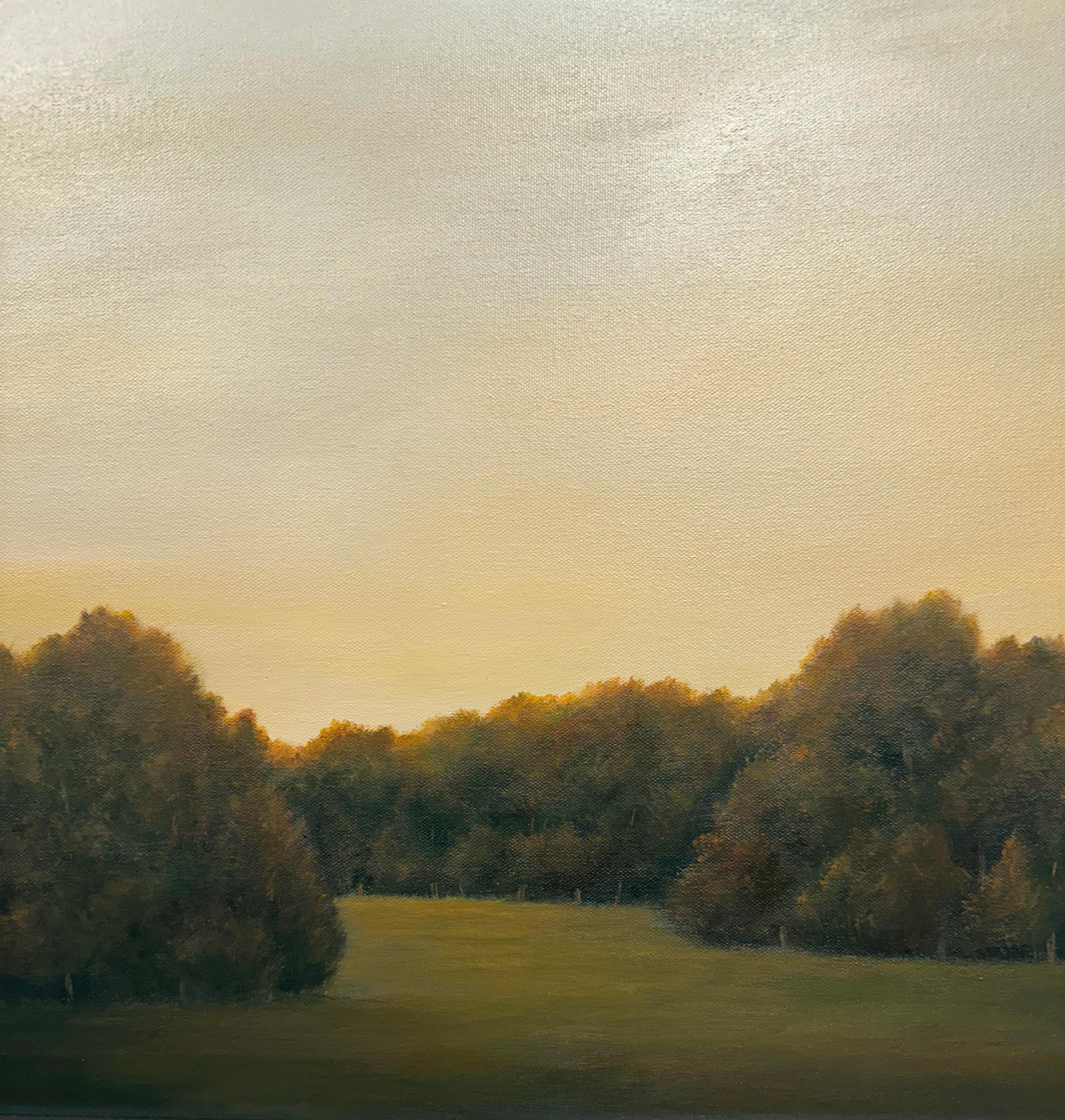 Lueur du matin - Peinture originale de paysage - Beige Landscape Painting par Ahzad Bogosian