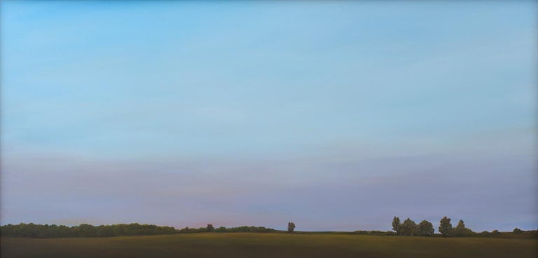 Ahzad Bogosian Landscape Painting - Morning Light, North of Springfield -  Serene Landscape with Purple Haze, Framed
