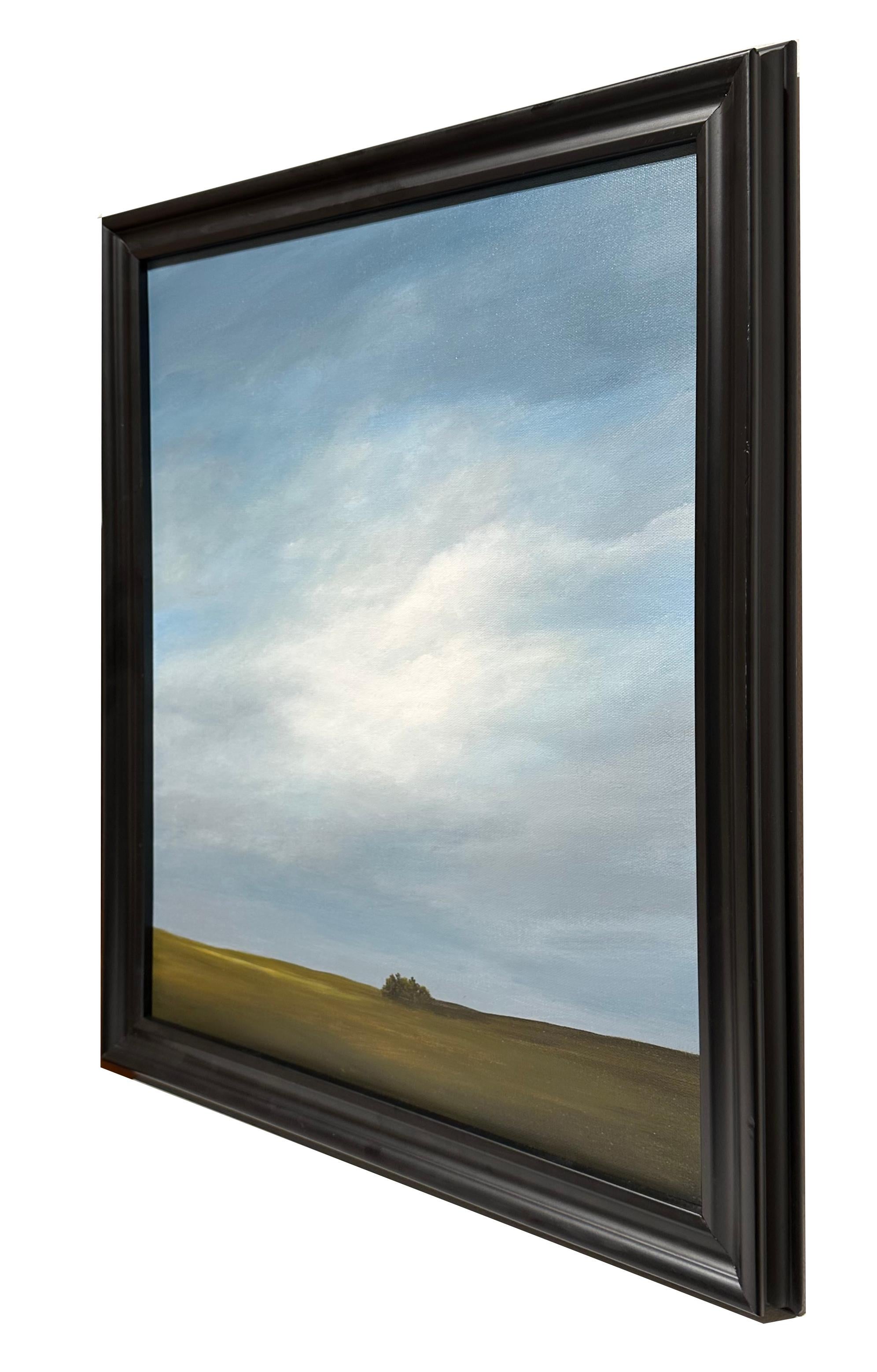 Campo di ottobre, a sud di Peoria - Cielo nuvoloso, pittura ad olio originale - Painting di Ahzad Bogosian