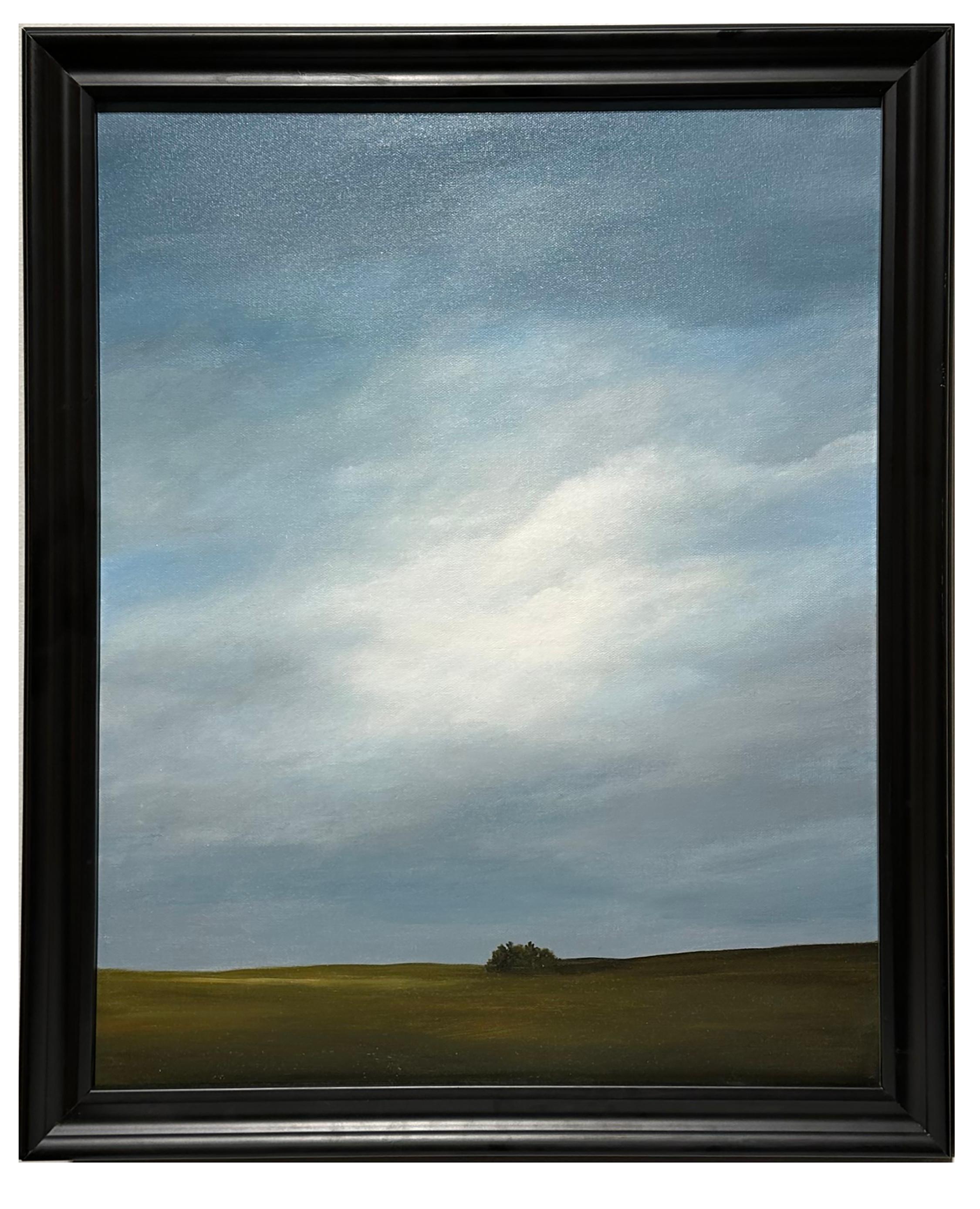 Landscape Painting di Ahzad Bogosian - Campo di ottobre, a sud di Peoria - Cielo nuvoloso, pittura ad olio originale