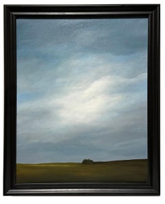 Campo di ottobre, a sud di Peoria - Cielo nuvoloso, pittura ad olio originale