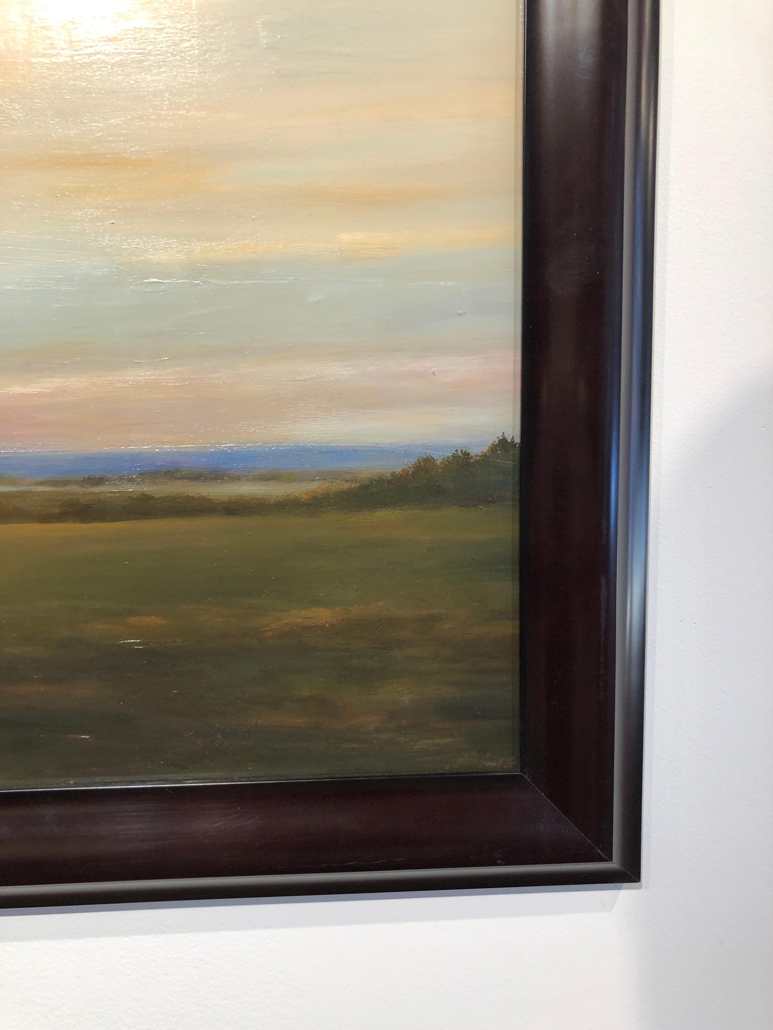 Out Towards the River - Original Painting of Expansive Sky and Subtle Landscape For Sale 1