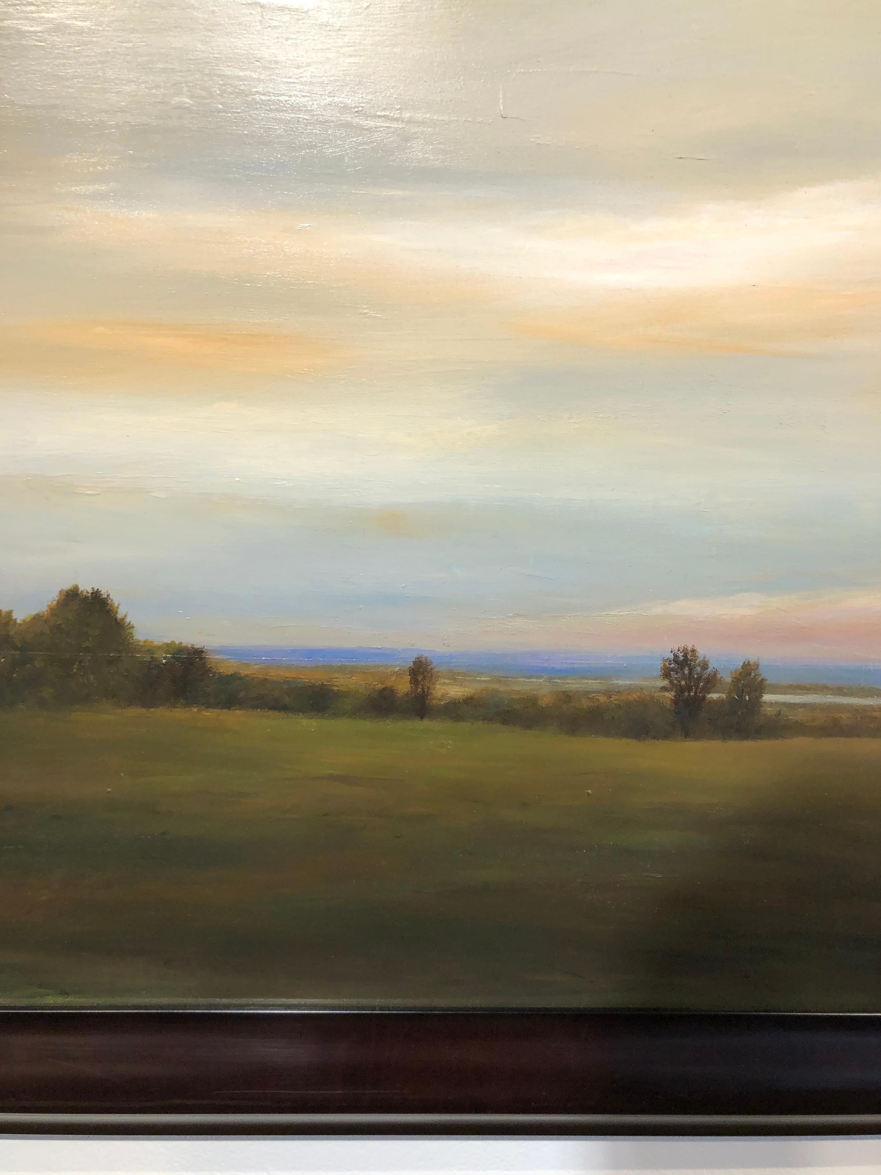 Out Towards the River - Original Painting of Expansive Sky and Subtle Landscape For Sale 2