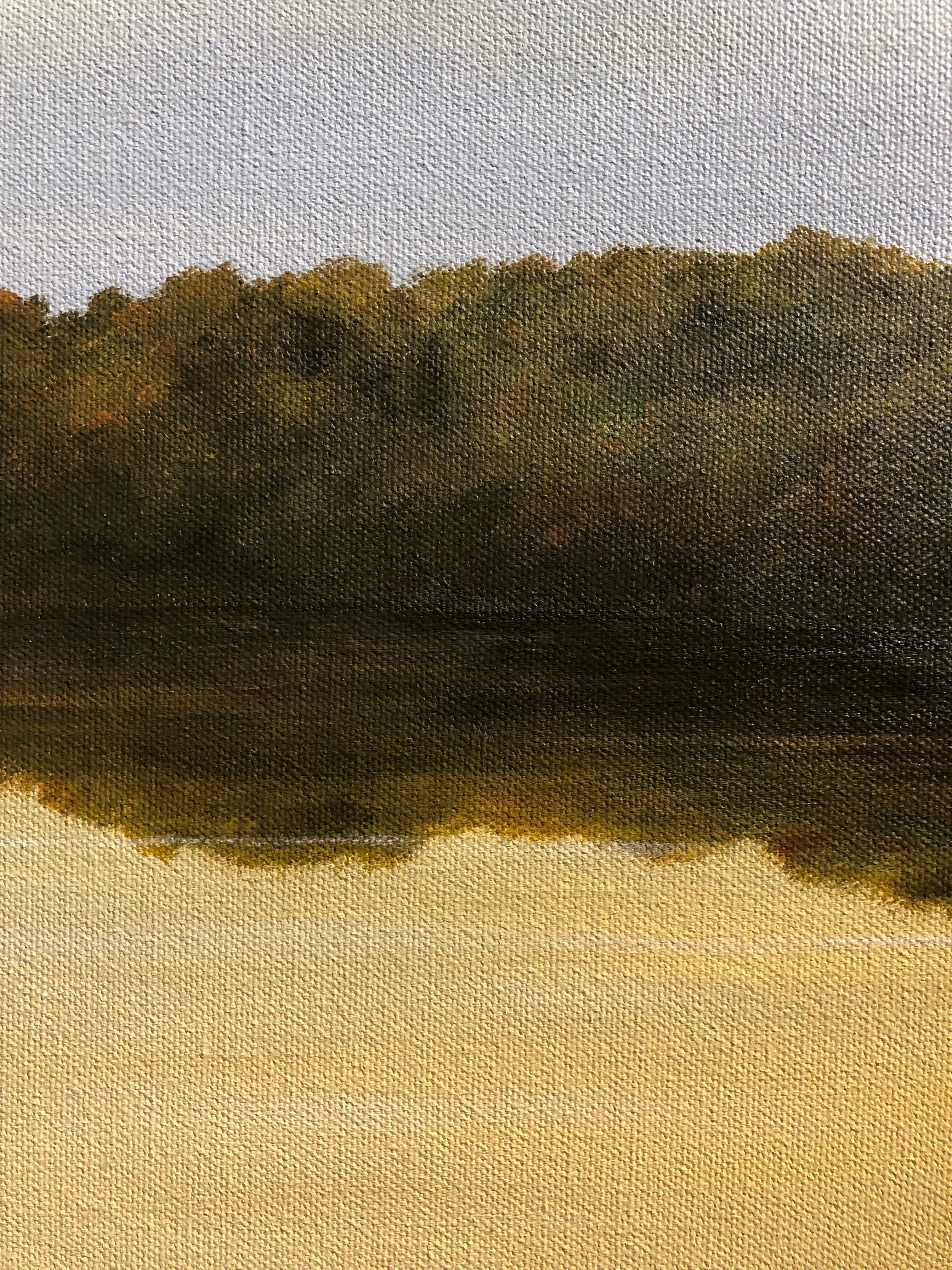 Flussreflexionen #1 – Ölgemälde mit Bäumen, die in Goldtönen reflektiert sind (Zeitgenössisch), Painting, von Ahzad Bogosian