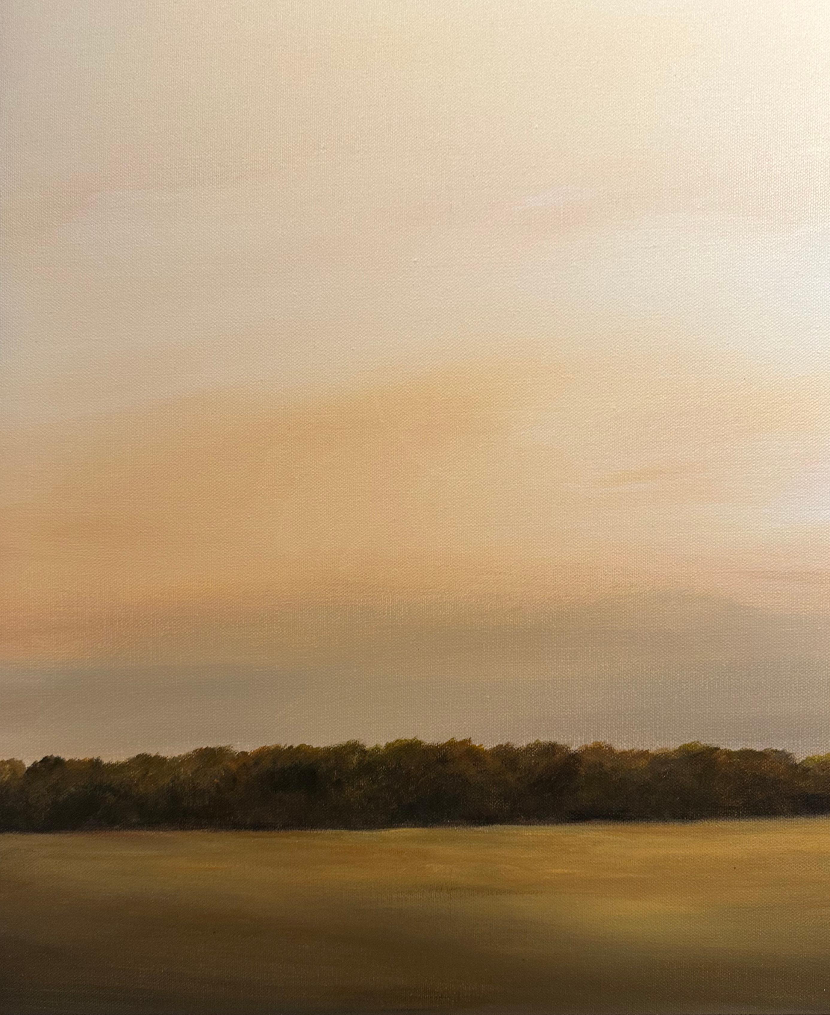 Solstizio - Cieli neutri su campi, pittura ad olio originale - Painting di Ahzad Bogosian