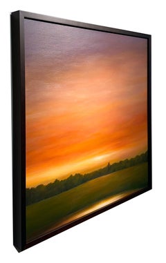Sunset at Chatham - Original Landscape with Expansive Sky, Framed