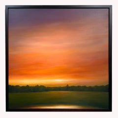 Coucher de soleil à Chatham - Paysage original avec ciel étendu, encadré
