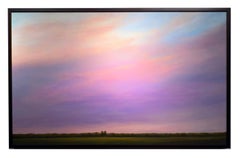 Sweeping Clouds - Pink and purple skies over fields, Original painting