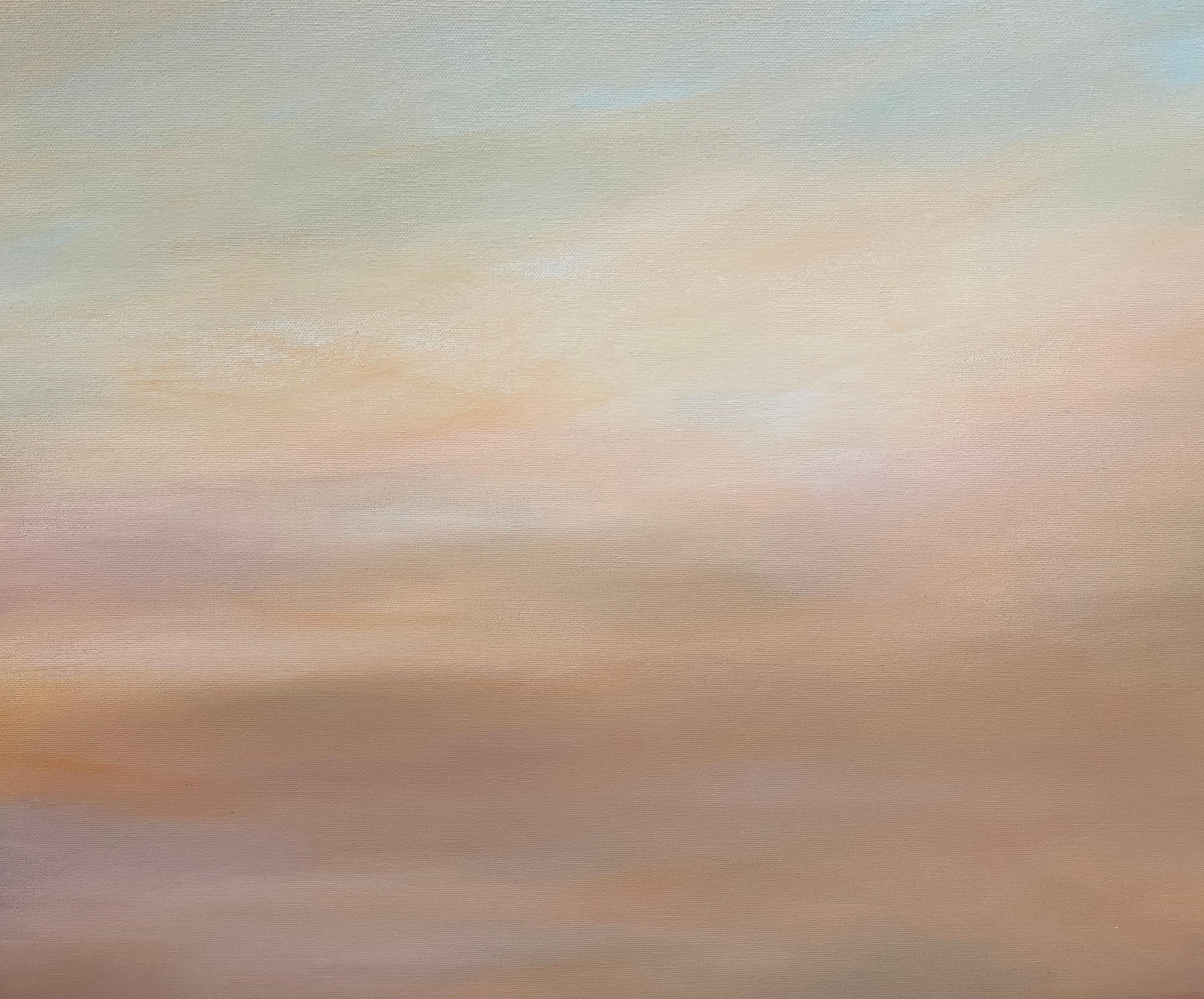 The Quiet Glow  Expansive Horizon in Hues of Gold & Purple, Original Oil, Framed - Contemporary Painting by Ahzad Bogosian