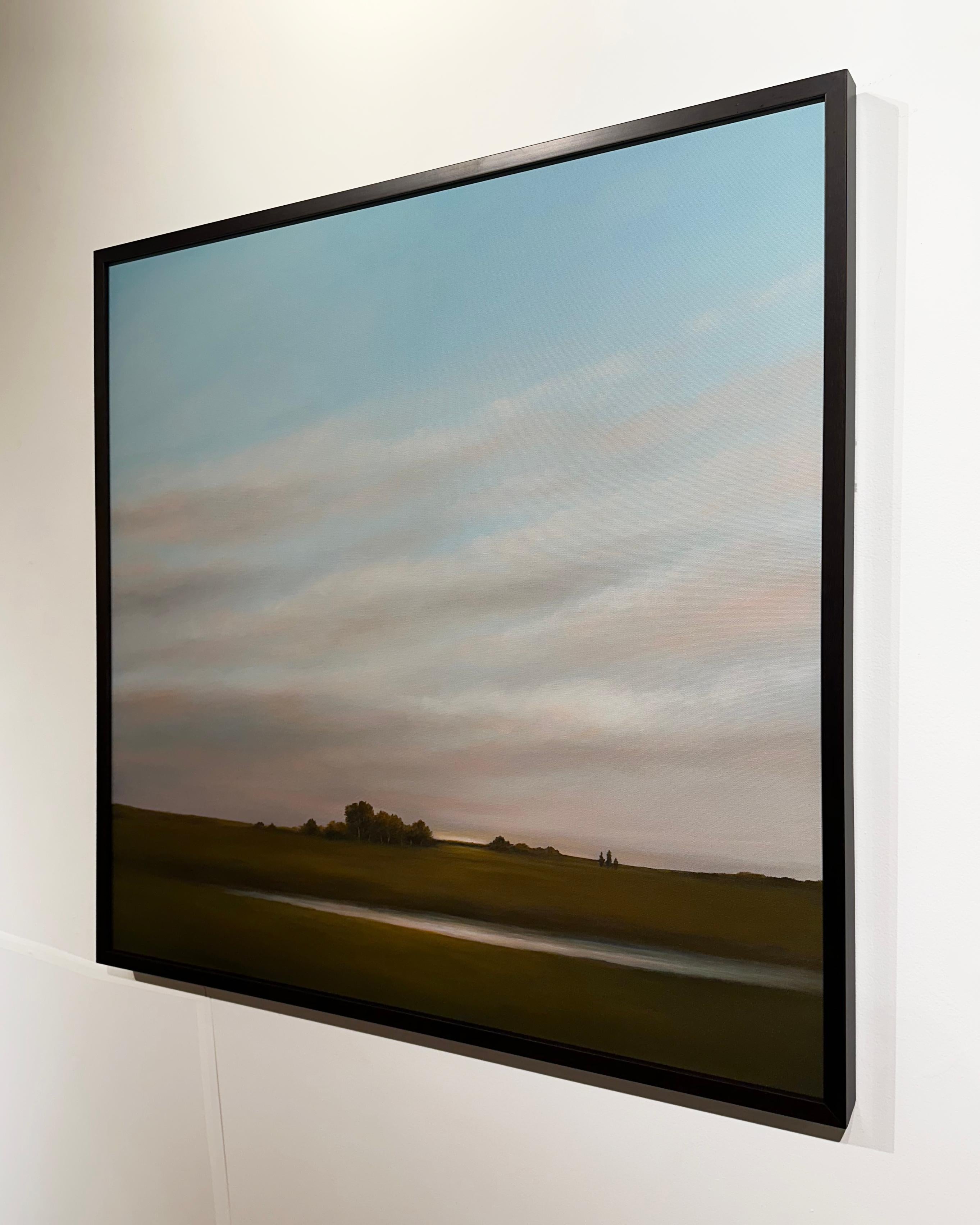 Ruptura de árbol, al este de Bloomington - Luz reflejada en el estanque, Pintura de paisaje - Painting de Ahzad Bogosian