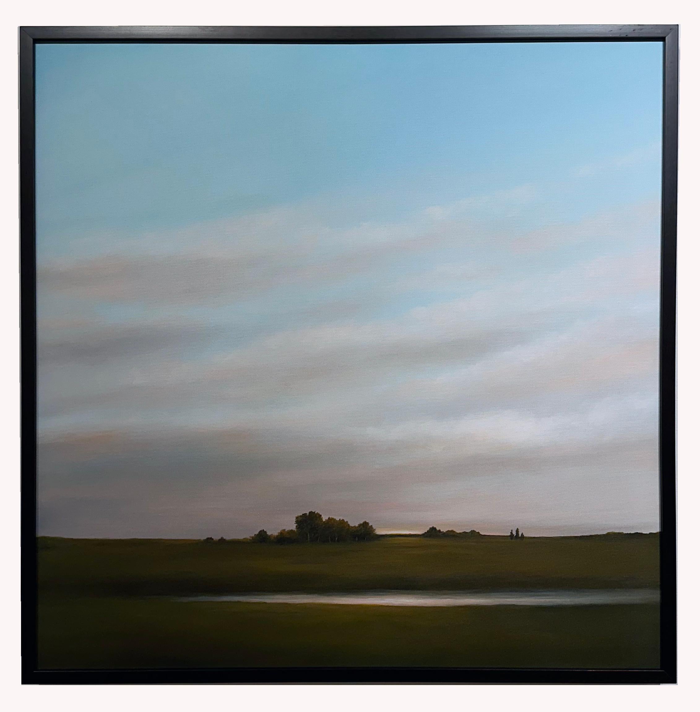 Landscape Painting de Ahzad Bogosian - Ruptura de árbol, al este de Bloomington - Luz reflejada en el estanque, Pintura de paisaje