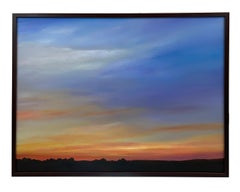 Twilight South of Hayward - Original Oil Painting w/ Dramatic Sunset, Landscape