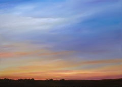 Twilight South of Hayward - Original Oil Painting w/ Dramatic Sunset, Landscape