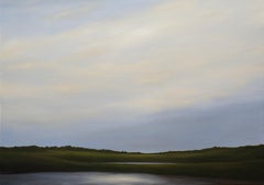"Two Ponds", Acrylic, Landscape, Painting, Canvas, Walnut Frame
