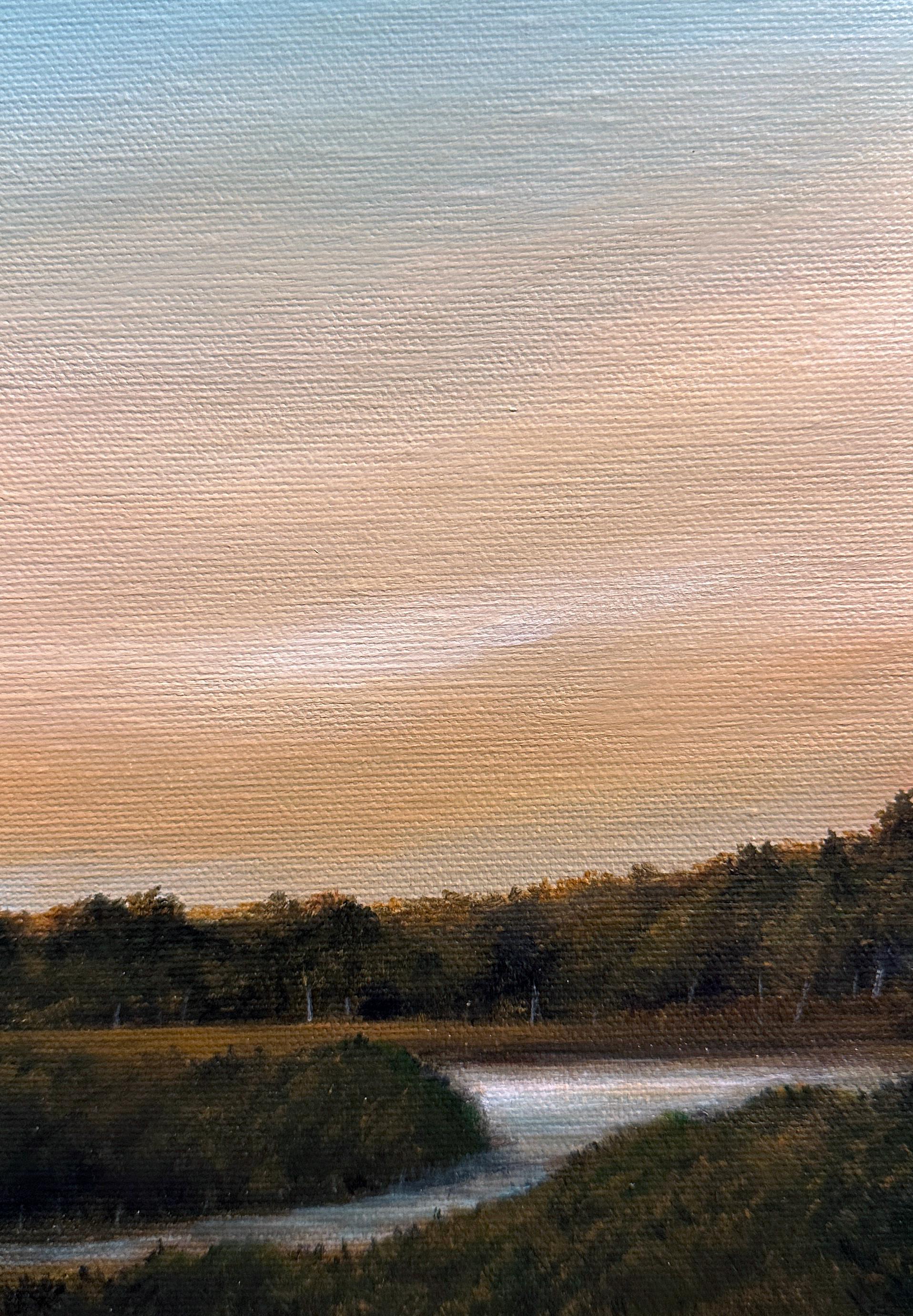 Senza titolo - Pittura a olio originale, tramonto drammatico, paesaggio 1