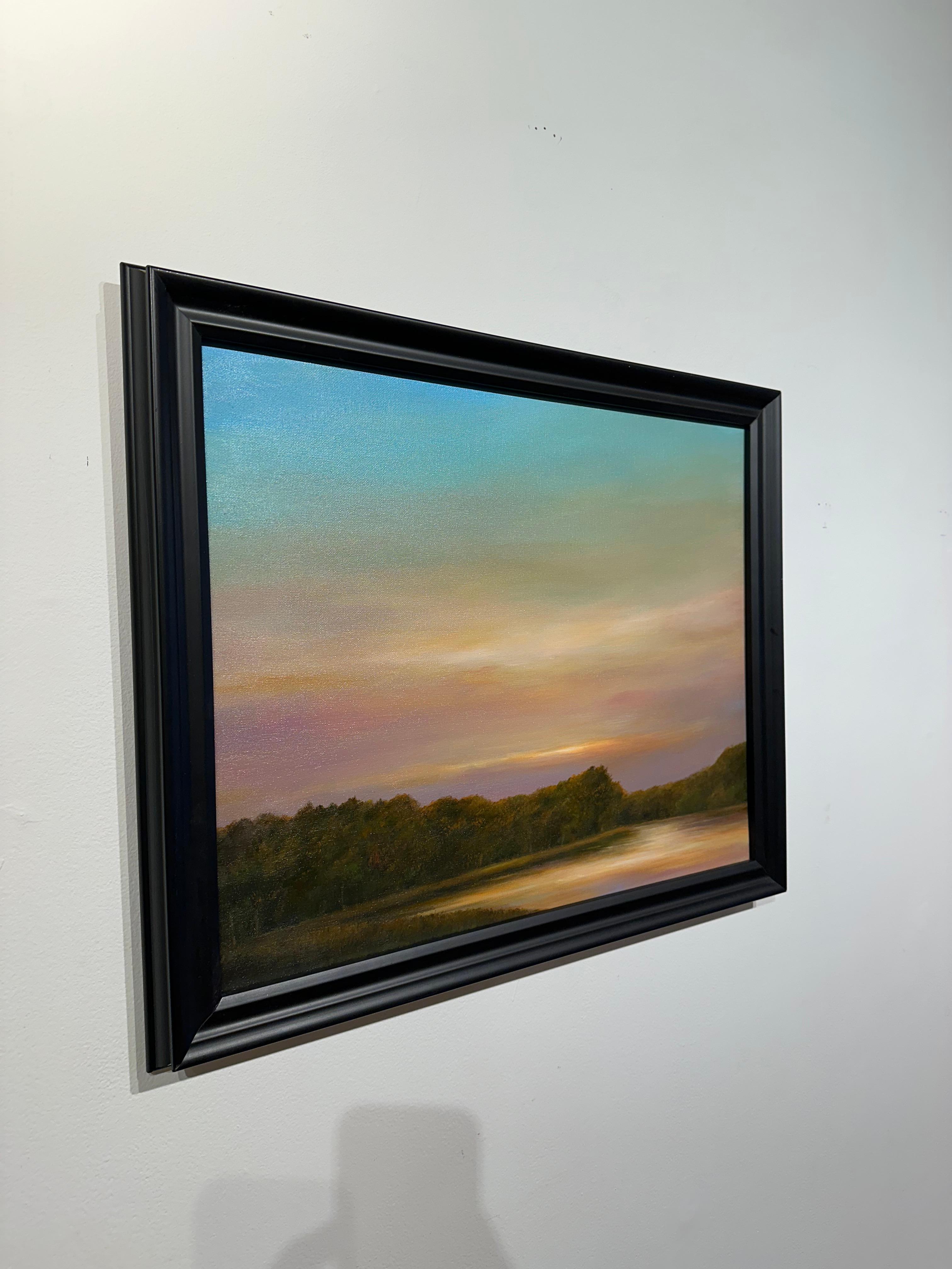Welcoming Twilight on the North Branch of the Chicago River - Original painting - Painting by Ahzad Bogosian