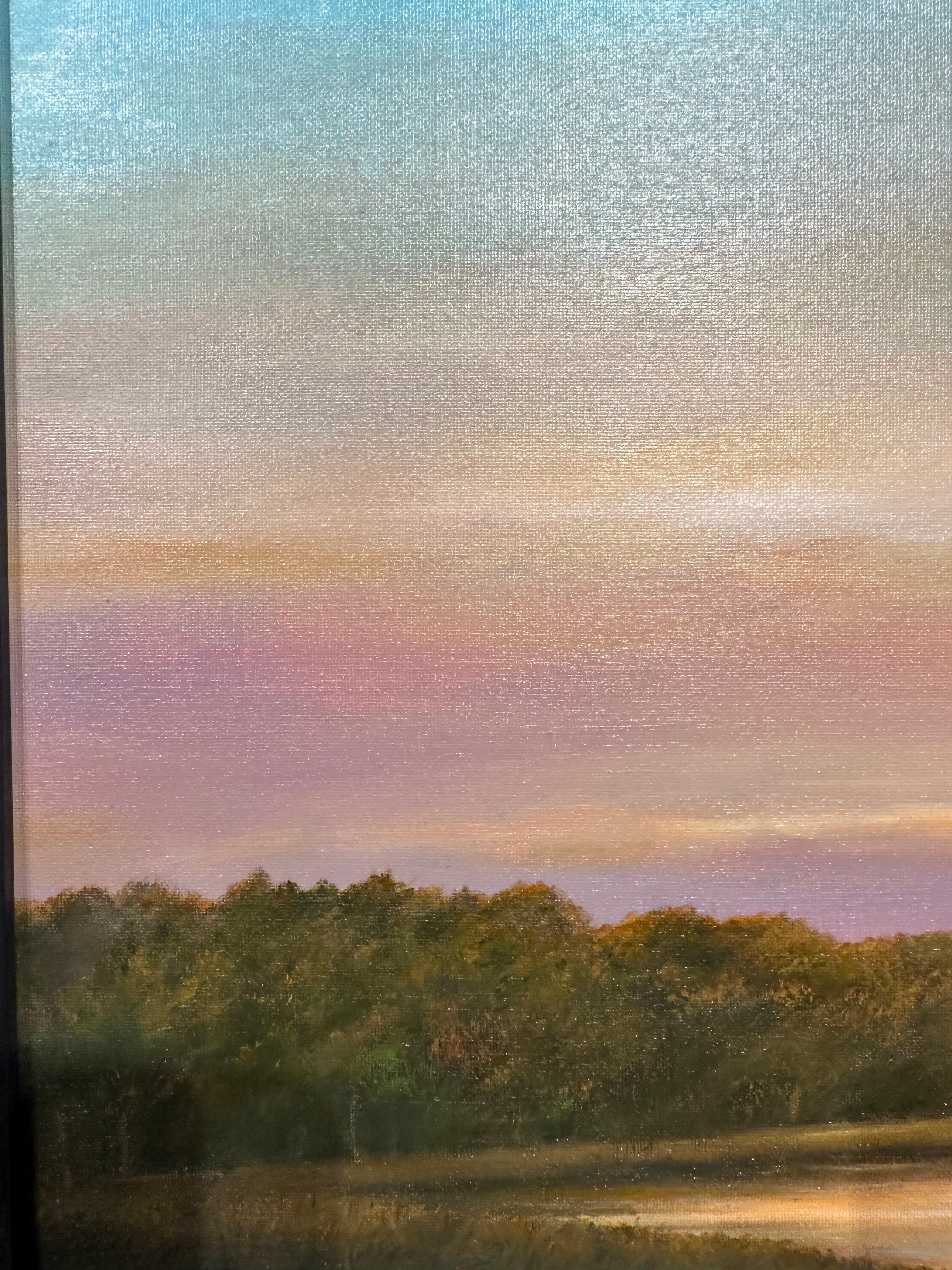 Welcoming Twilight on the North Branch of the Chicago River - Original painting For Sale 1