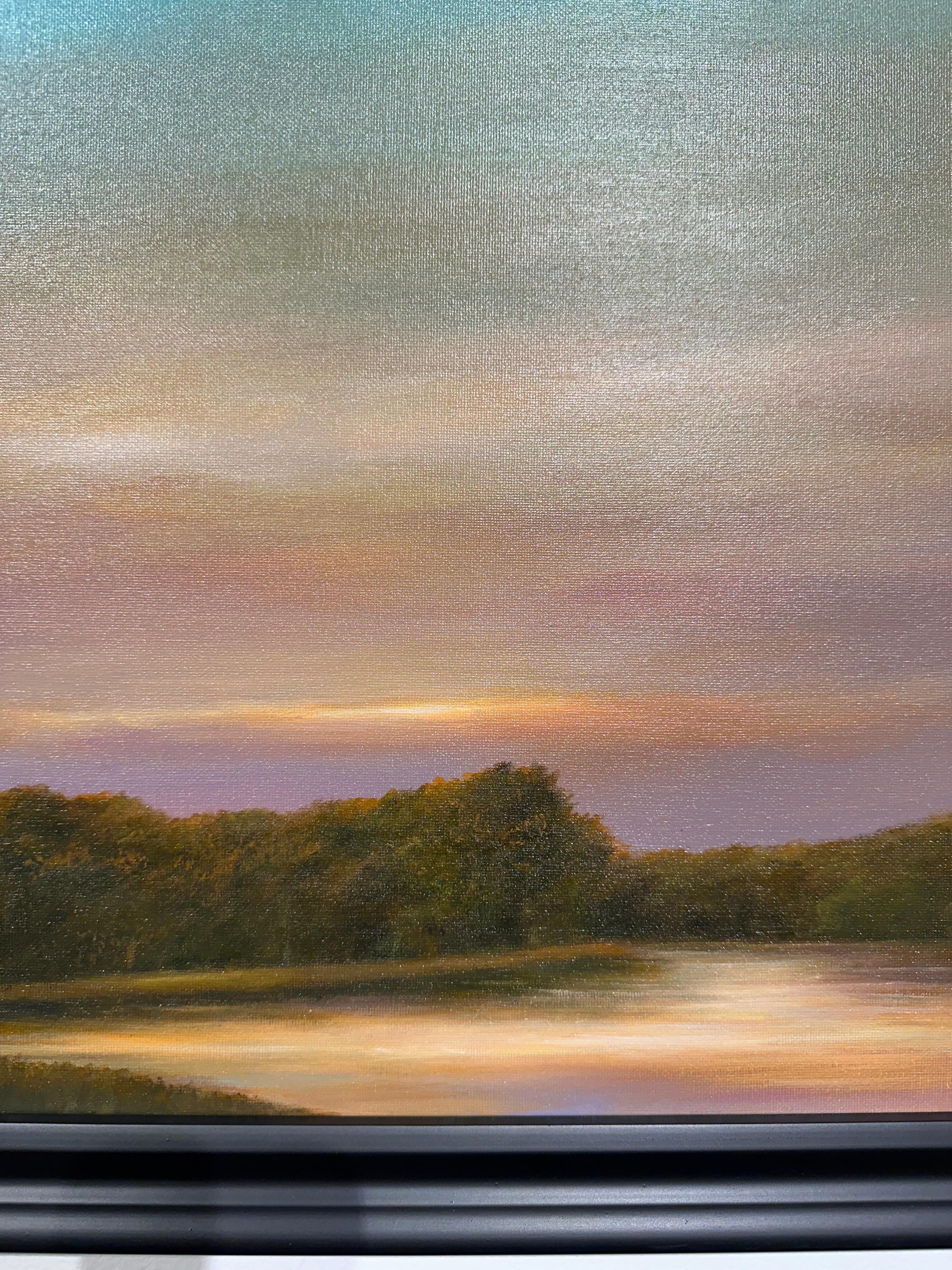 Welcoming Twilight on the North Branch of the Chicago River - Original painting For Sale 2