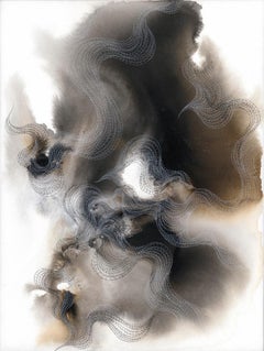 Slide, black white and metallic atmoshperic gestural meditative abstraction