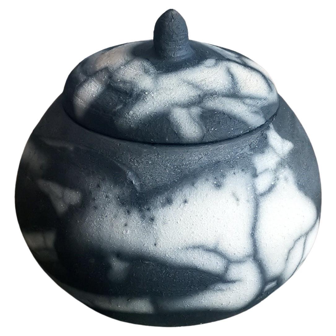 AI Ceramic Mini Urn, Smoked Raku, Ceramic Raku Pottery For Sale