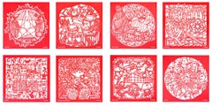 Papercut Portfolio -- Set of eight papercuts, Chinese Art by Ai Weiwei