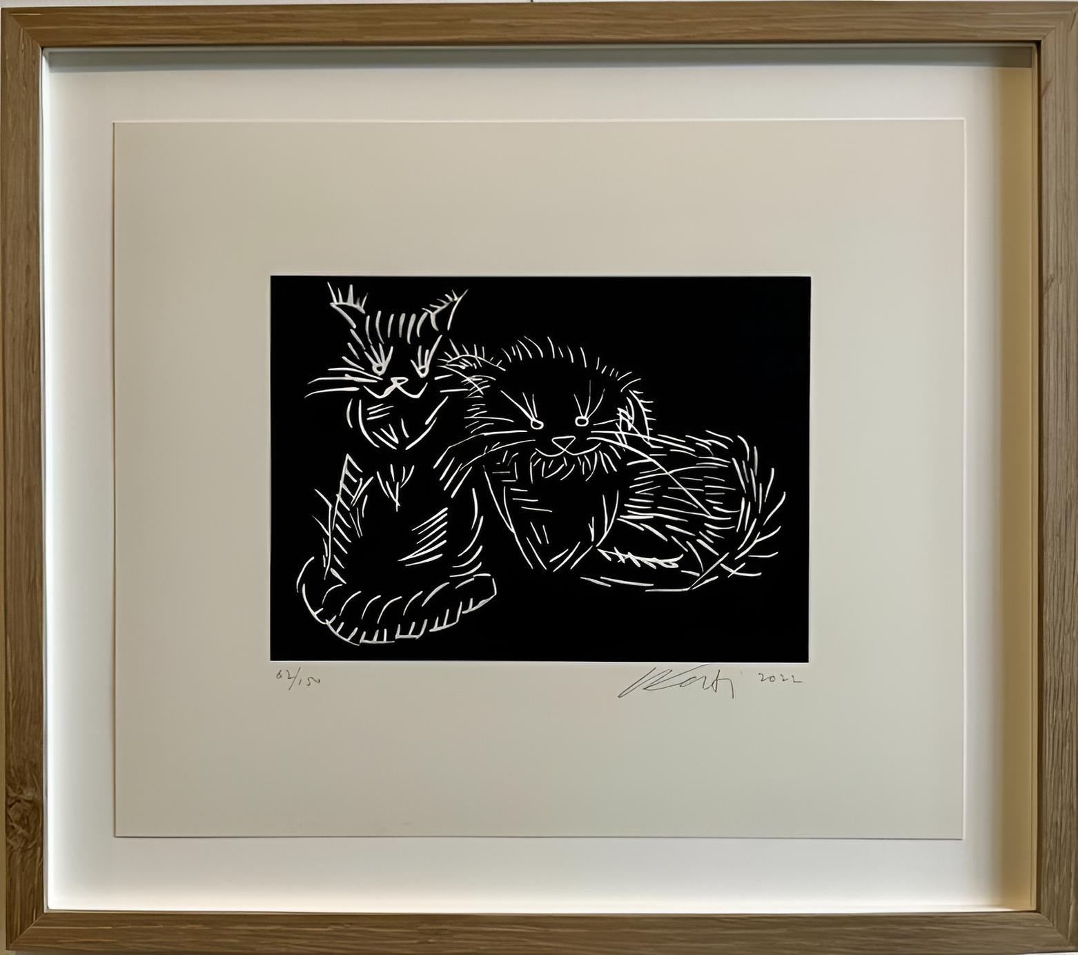 Cats (Black), Ai Weiwei Screen Print, Framed, Edition of 150, 2022