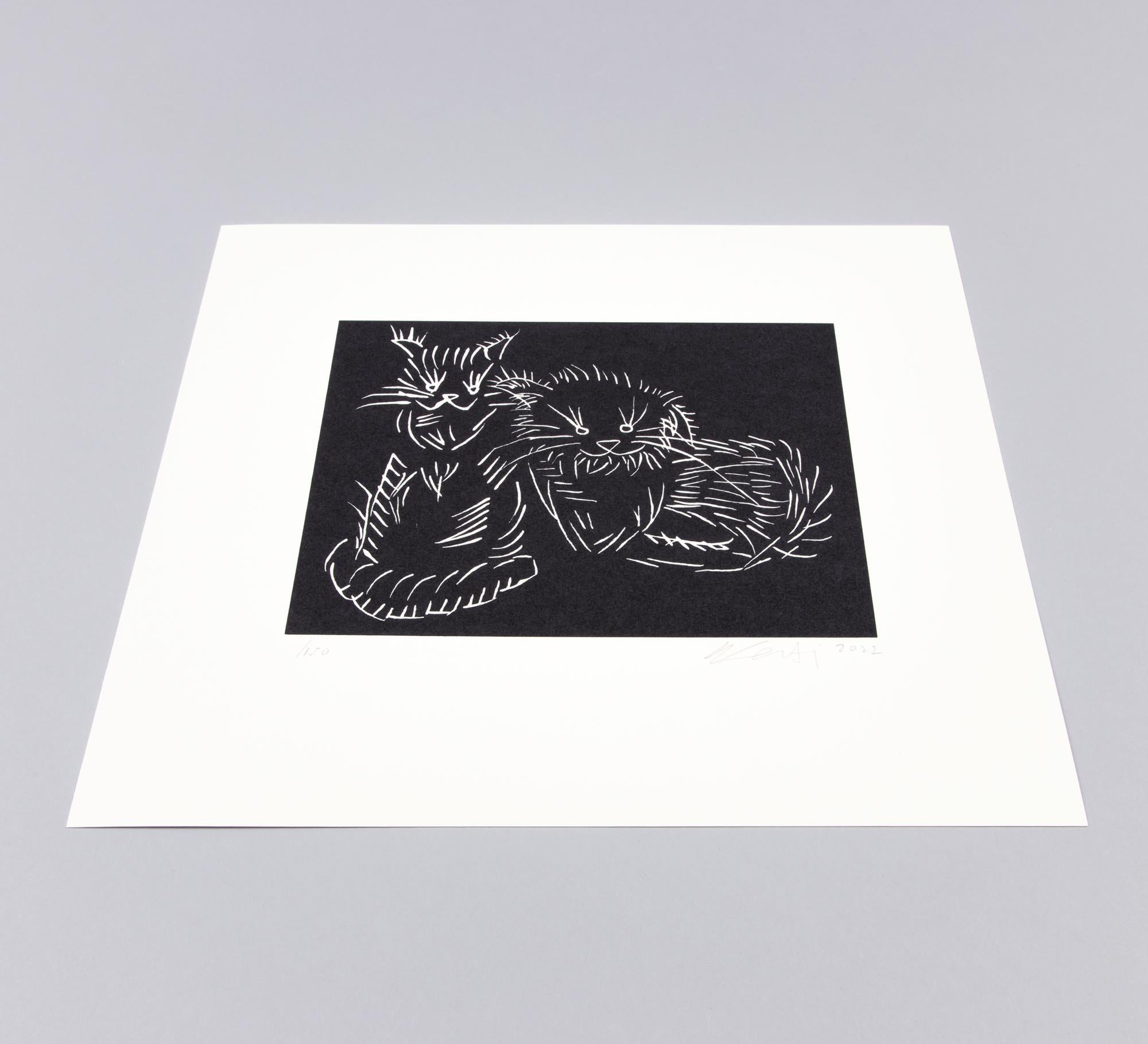 Ai Weiwei (Chinese, b. 1957)
Cats (Black), 2022
Medium: Screenprint on paper
Dimensions: 28 x 32.8 cm
Edition of 150: Hand signed, numbered and dated
Printer: Kip Gresham at The Print Studio, Cambridge
Condition: Mint