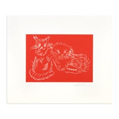 Ai Weiwei, Cats (Red) - Signed Print, Contemporary Art, Chinese Activist
