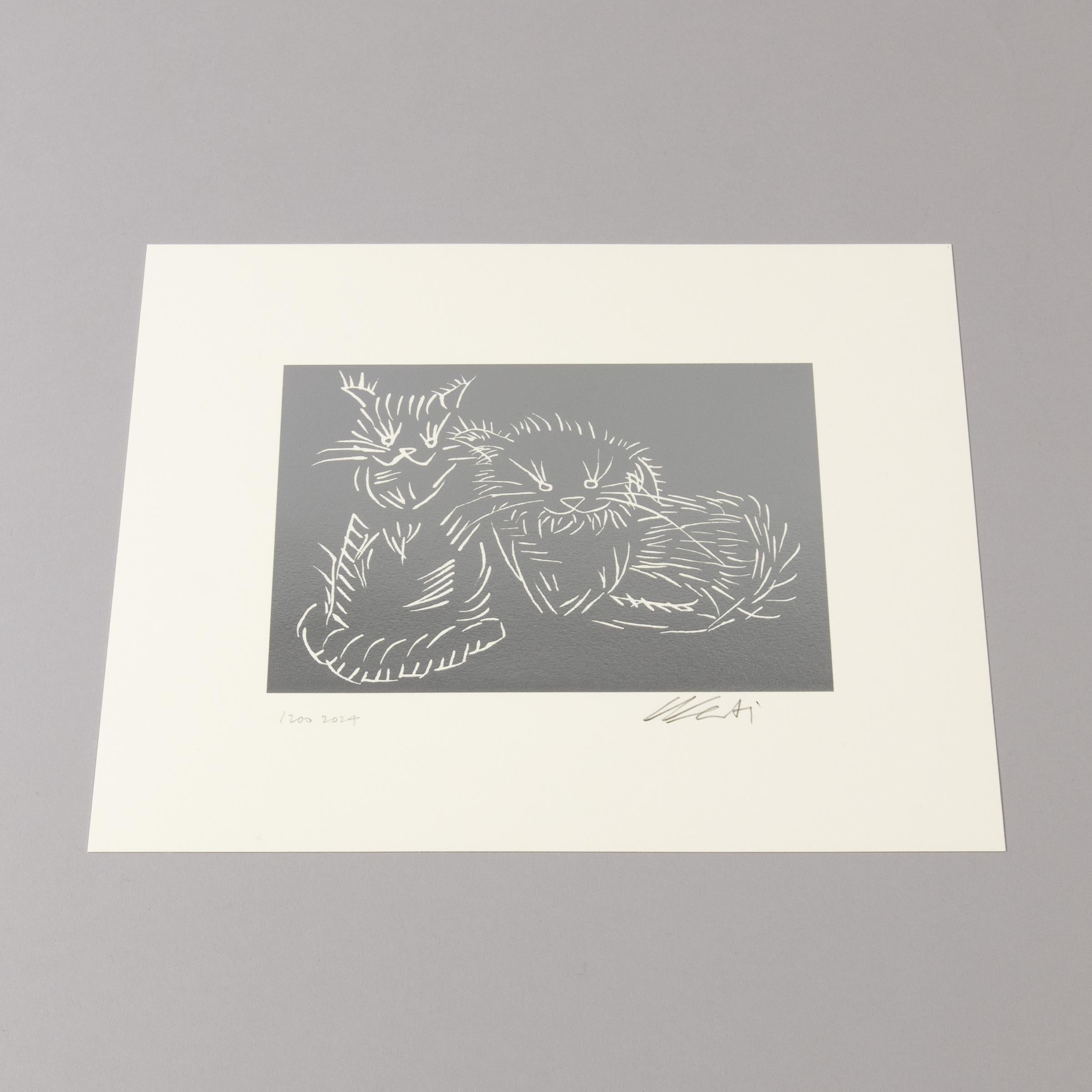 Ai Weiwei, Cats (Silver) - Signed Print For Sale 2