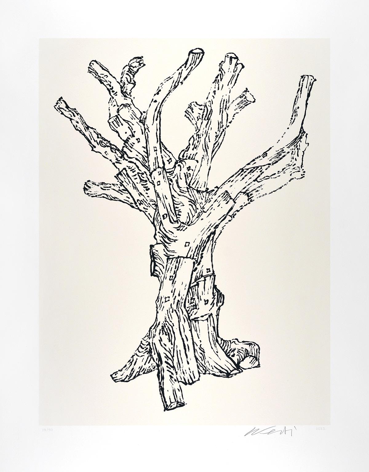 Figurative Print Ai Weiwei - AI WEIWEI - CEDAR (LARGE) Activism Chinese Modern Tradition Encre White