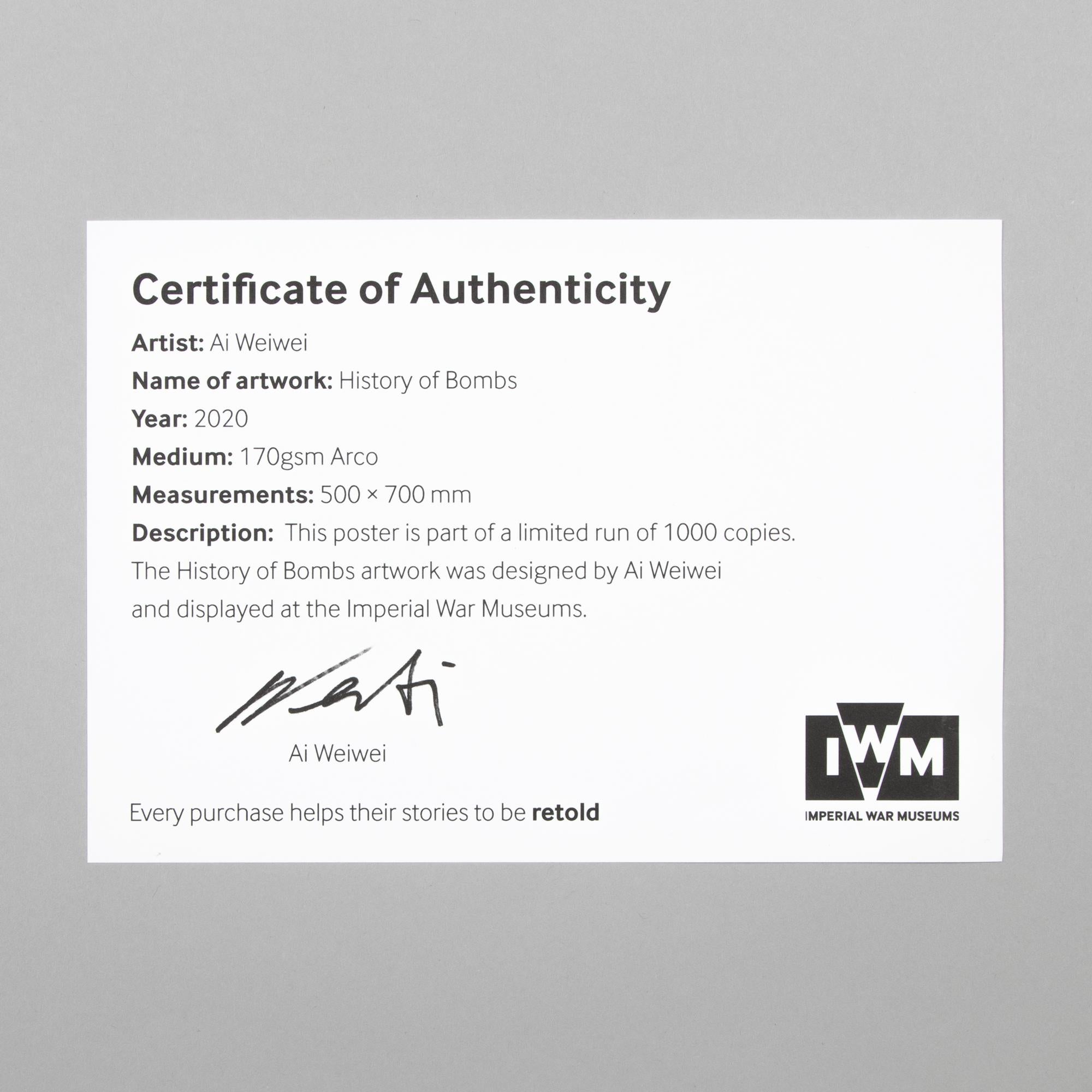 Ai Weiwei, History of Bombs - Limited Edition Print, Contemporary Pop Art For Sale 1