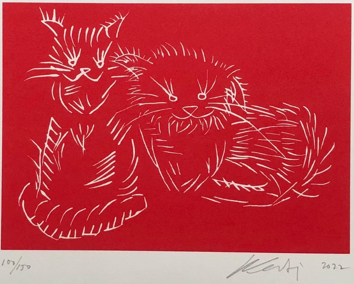 Katzen (rot) (Zeitgenössisch), Print, von Ai Weiwei