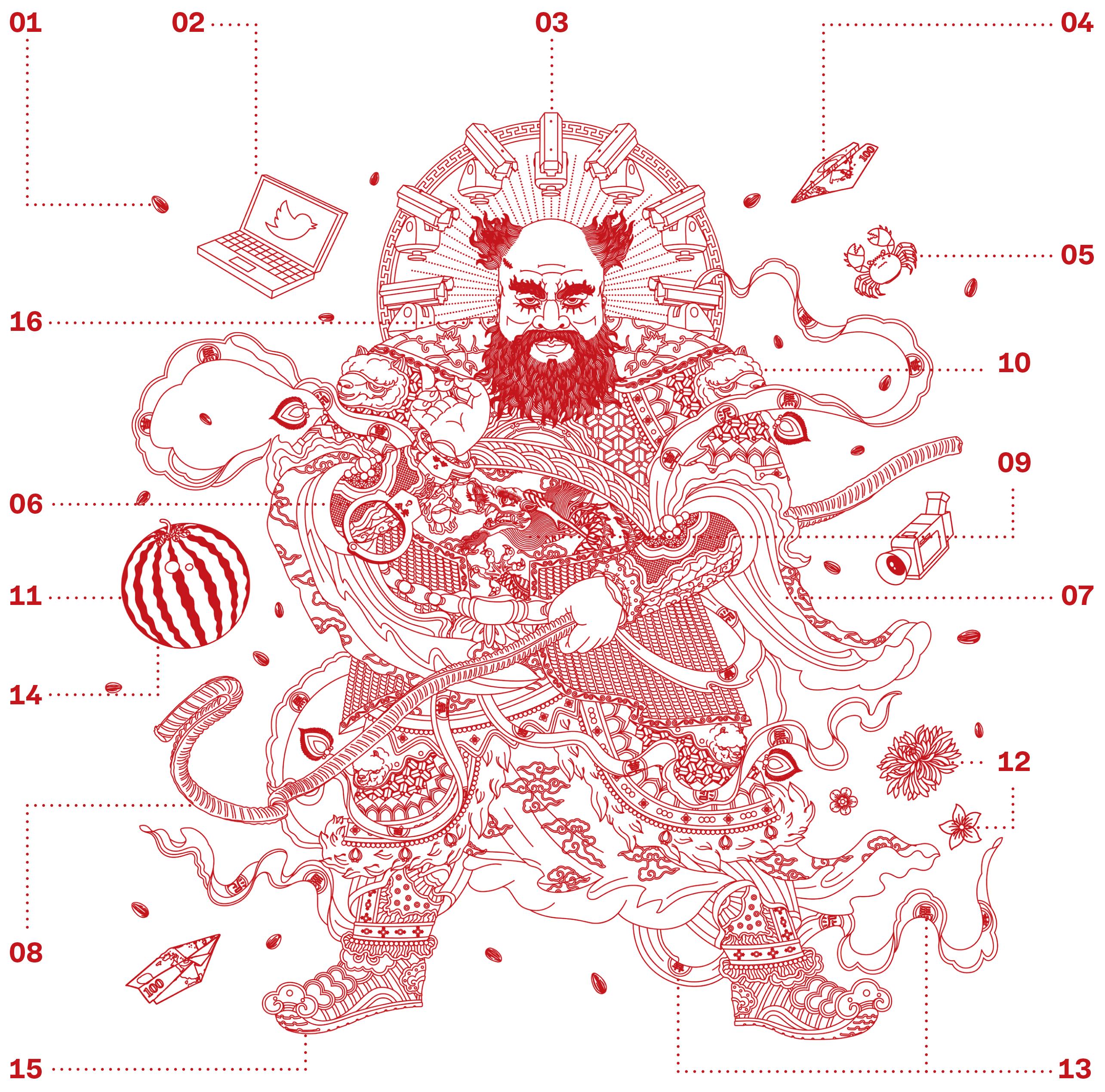 Wächter (Rot), Portrait Print, von Ai Weiwei