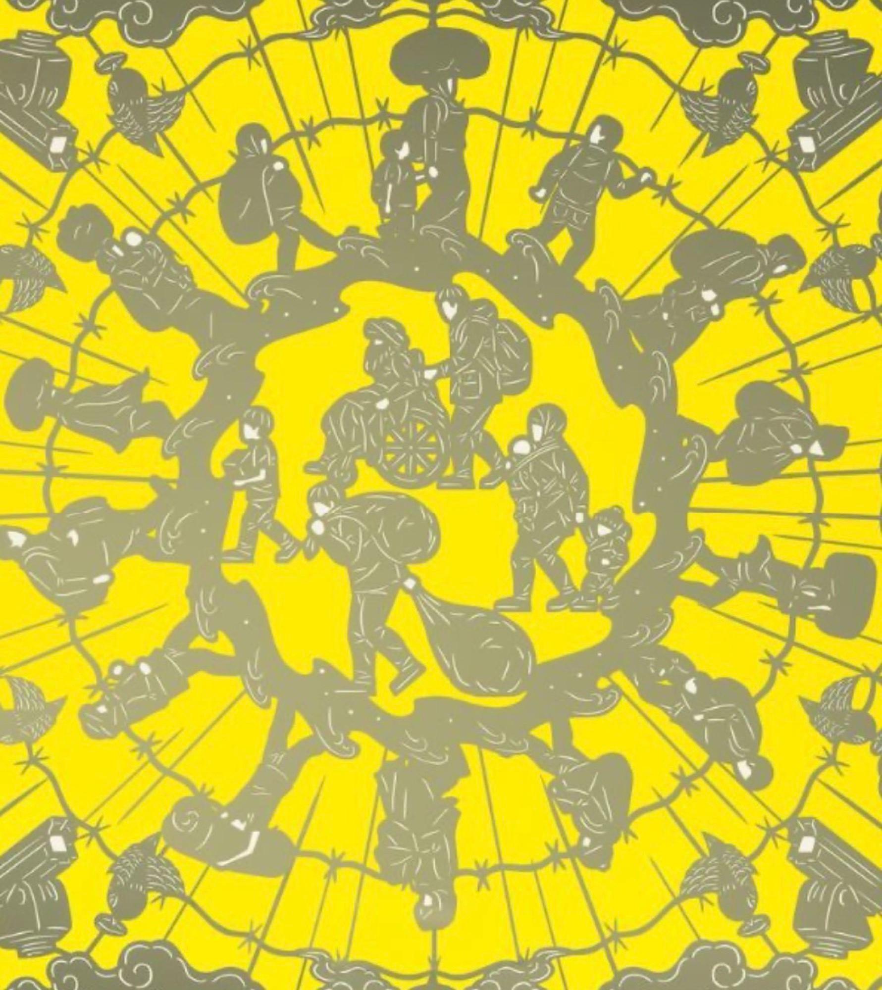 Human Flow - Yellow Interior Print by Ai Weiwei