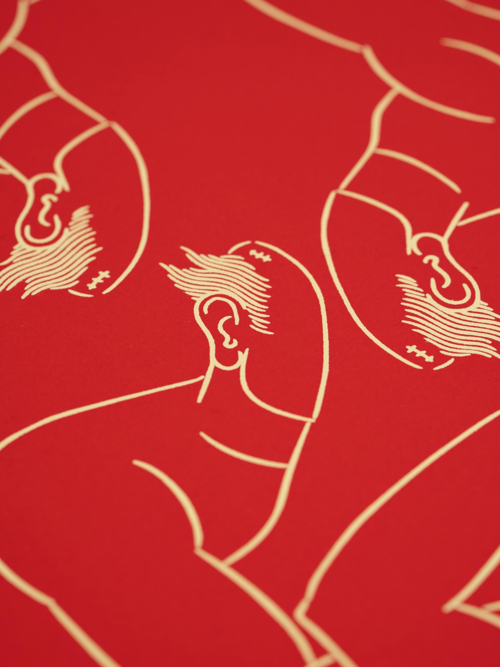 Mittel Finger in Rot (Zeitgenössisch), Print, von Ai Weiwei