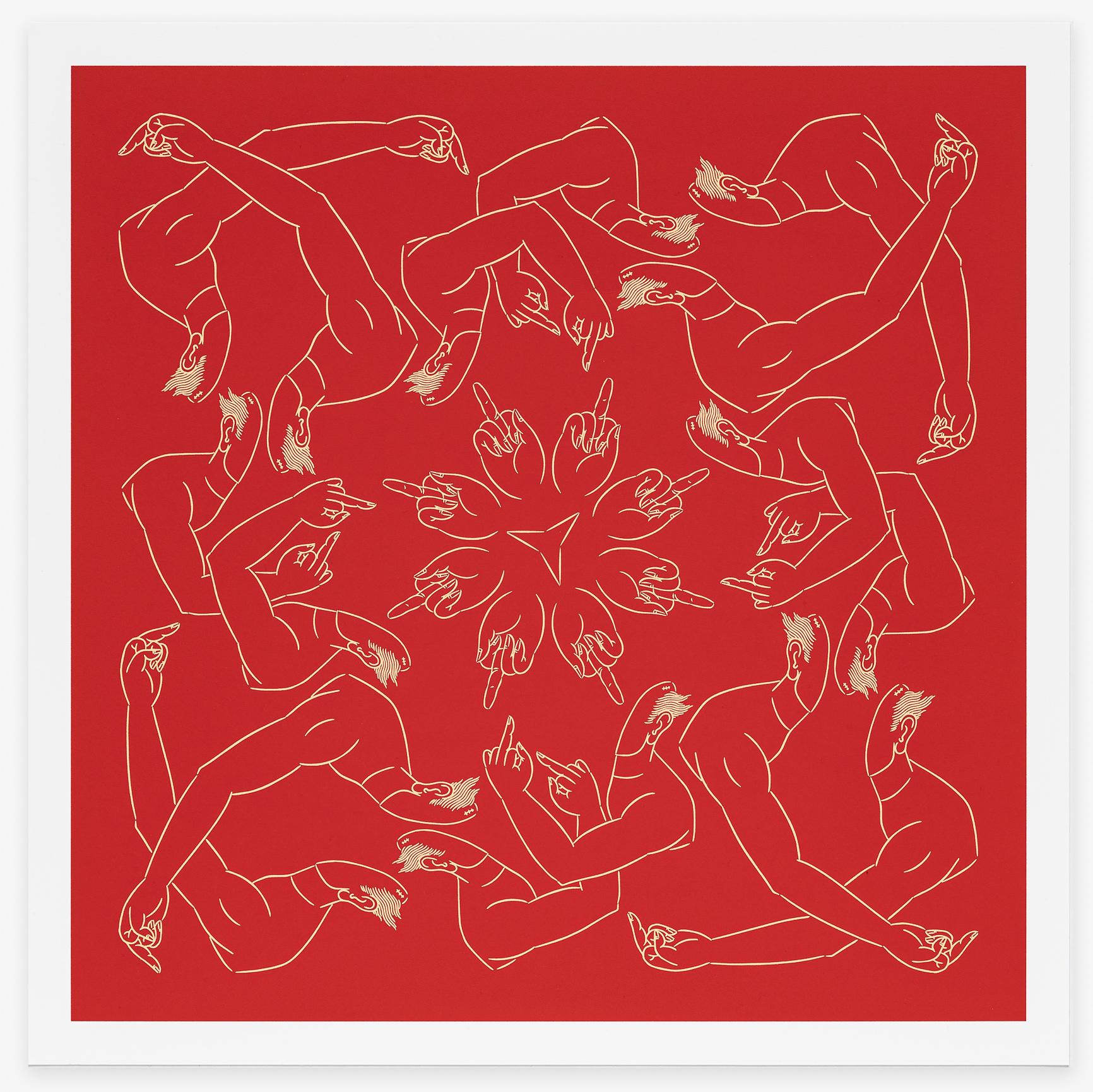 Figurative Print de Ai Weiwei - Dedo Medio en Rojo