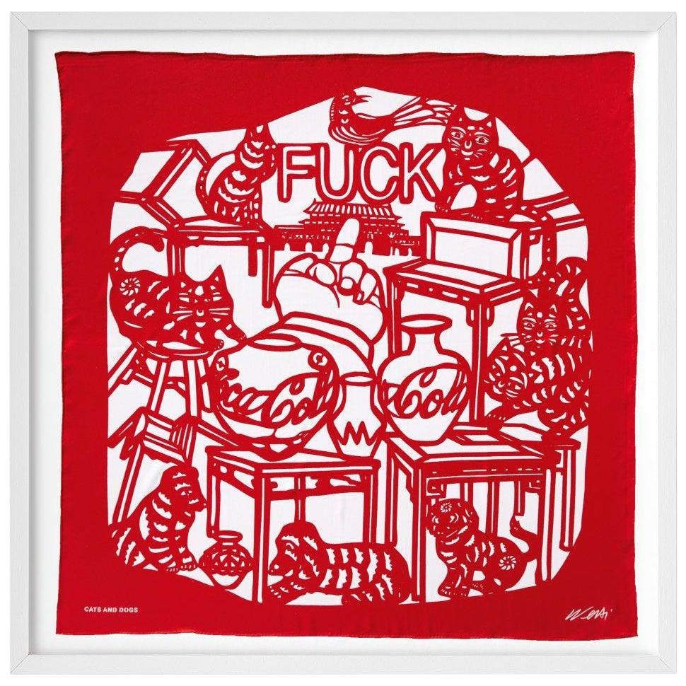 Ai Weiwei, the Silk Scarf ‘Cats and Dogs’ For Sale